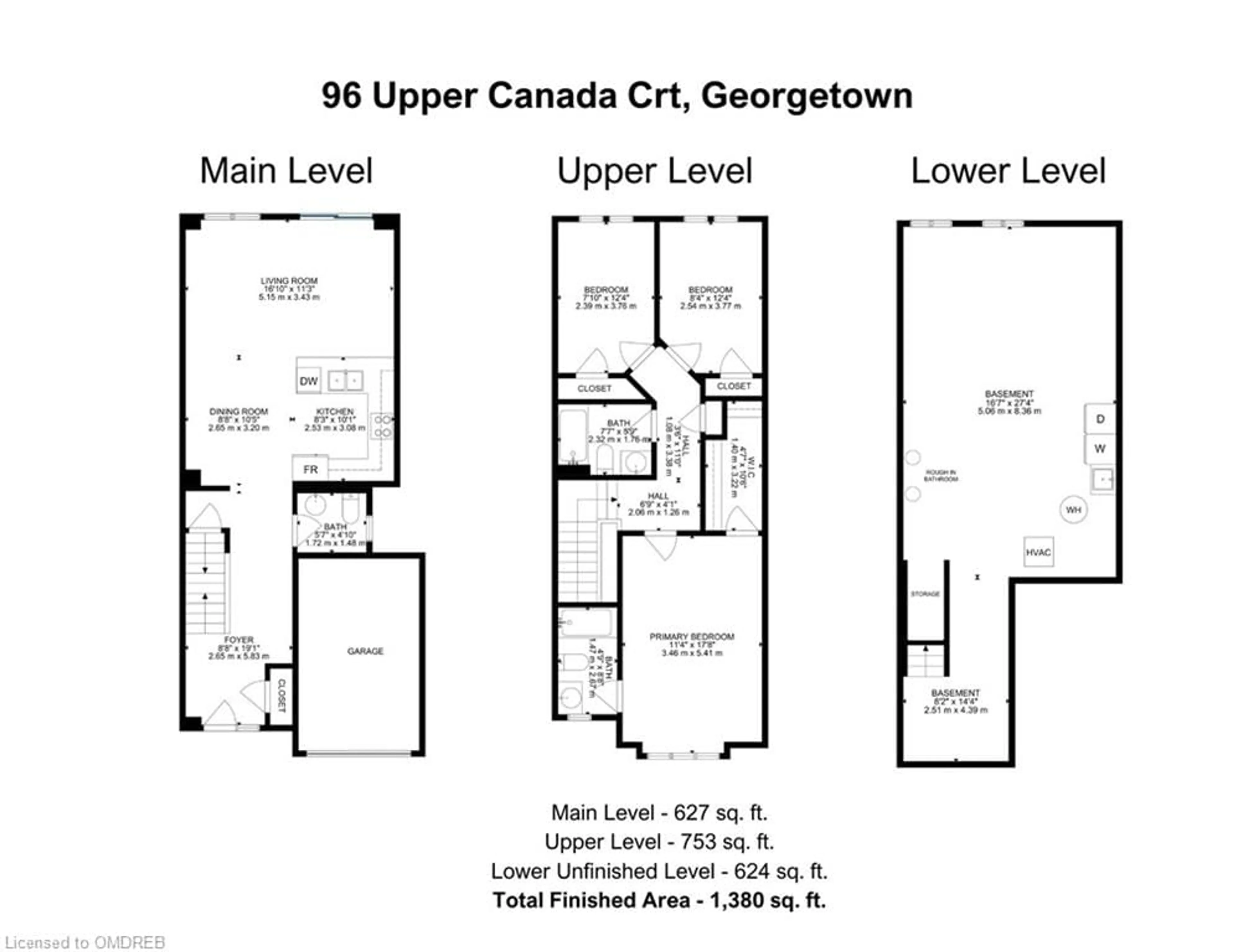 Floor plan for 96 Upper Canada Court Crt, Georgetown Ontario L7G 0L2