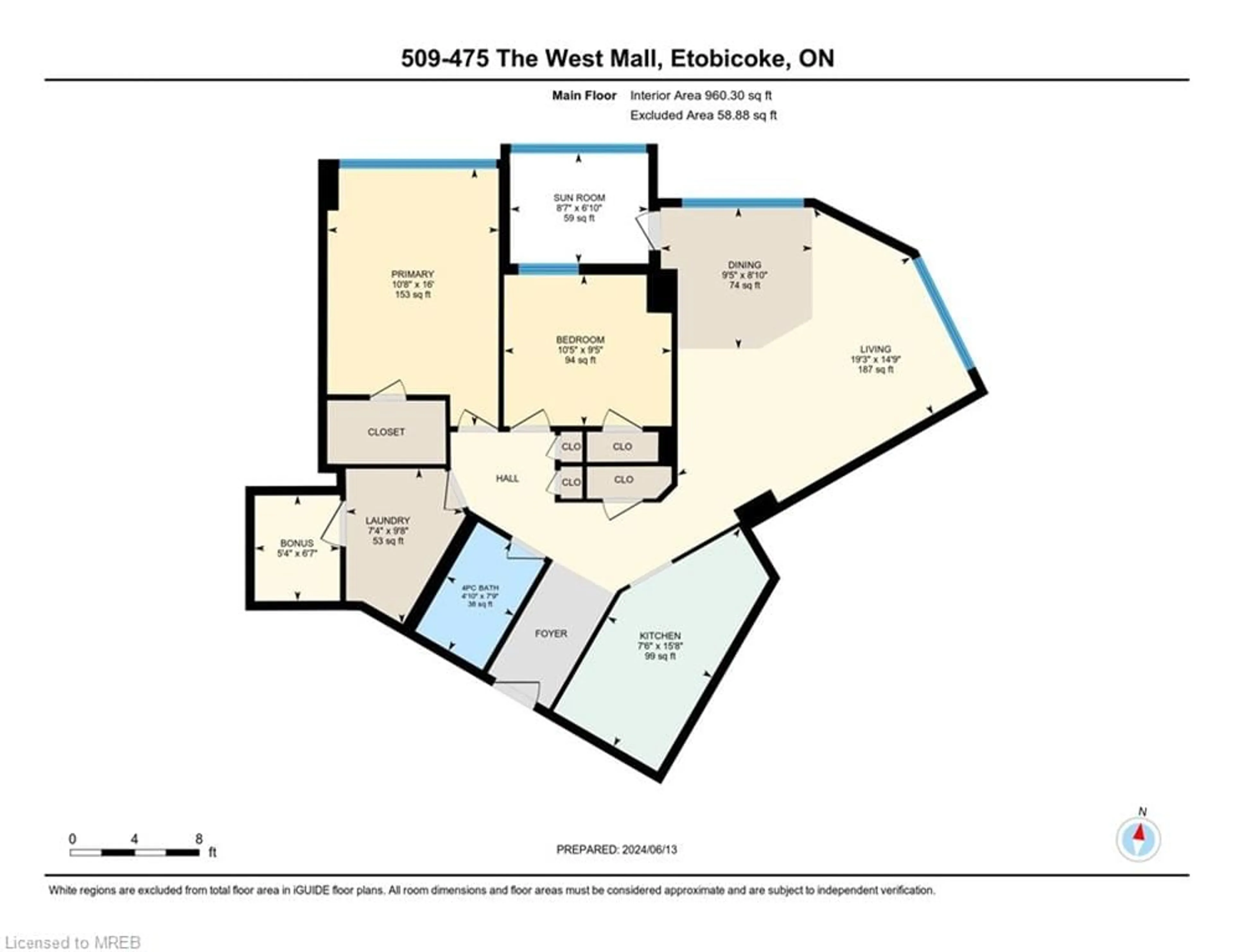 Floor plan for 475 The West Mall #509, Toronto Ontario M9C 4Z3