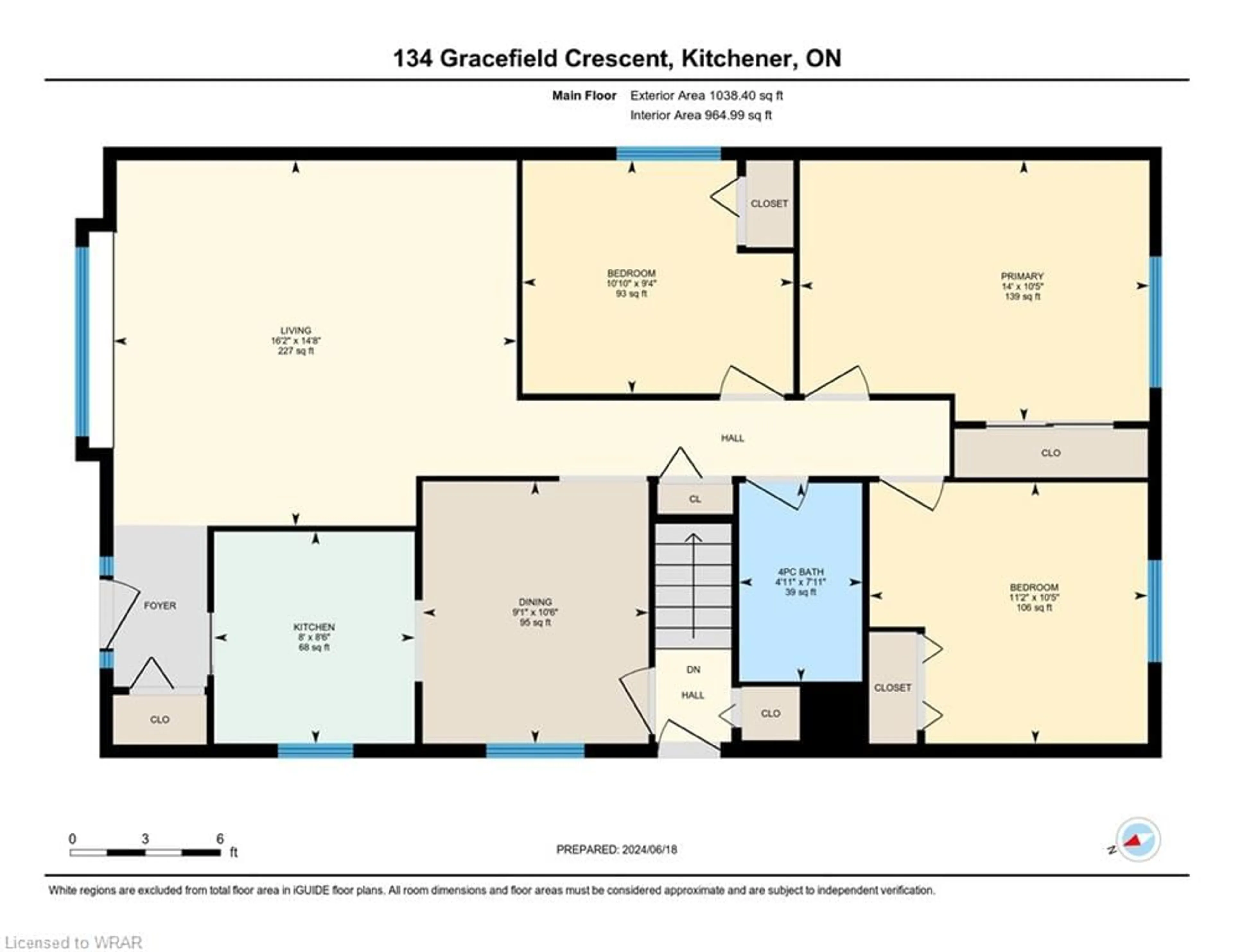 Floor plan for 134 Gracefield Cres, Kitchener Ontario N2E 1R9