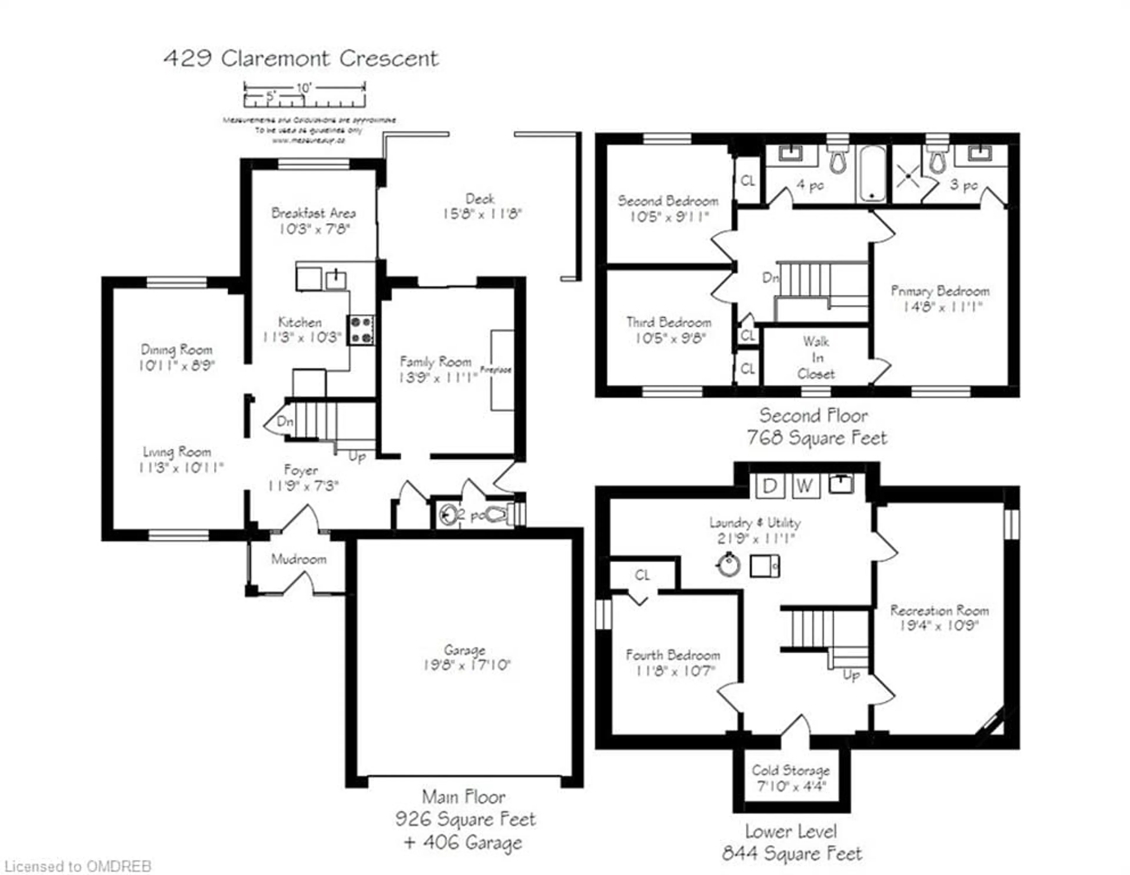 Floor plan for 429 Claremont Cres, Oakville Ontario L6J 6J9