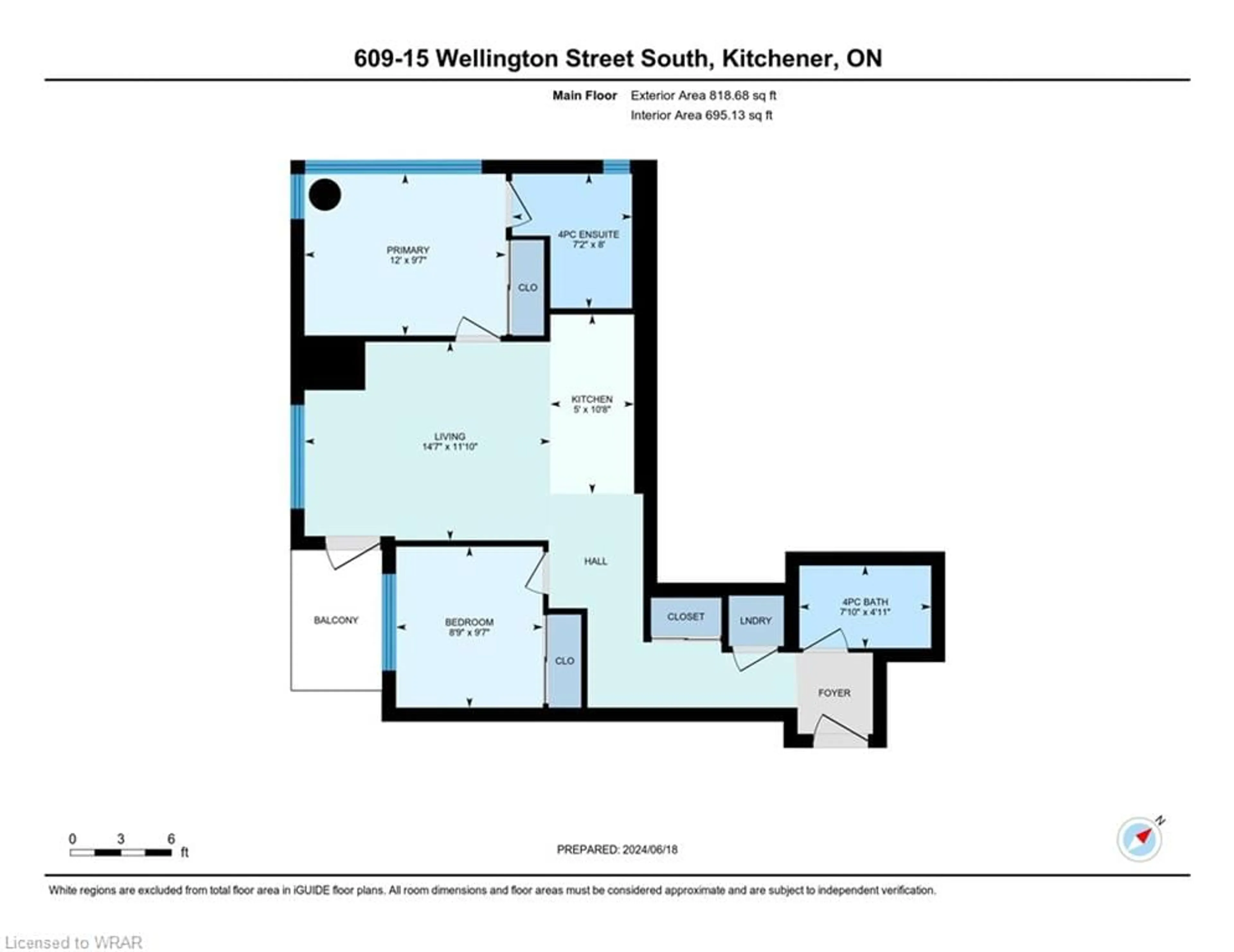 Floor plan for 15 Wellington St #609, Kitchener Ontario N2G 0E4