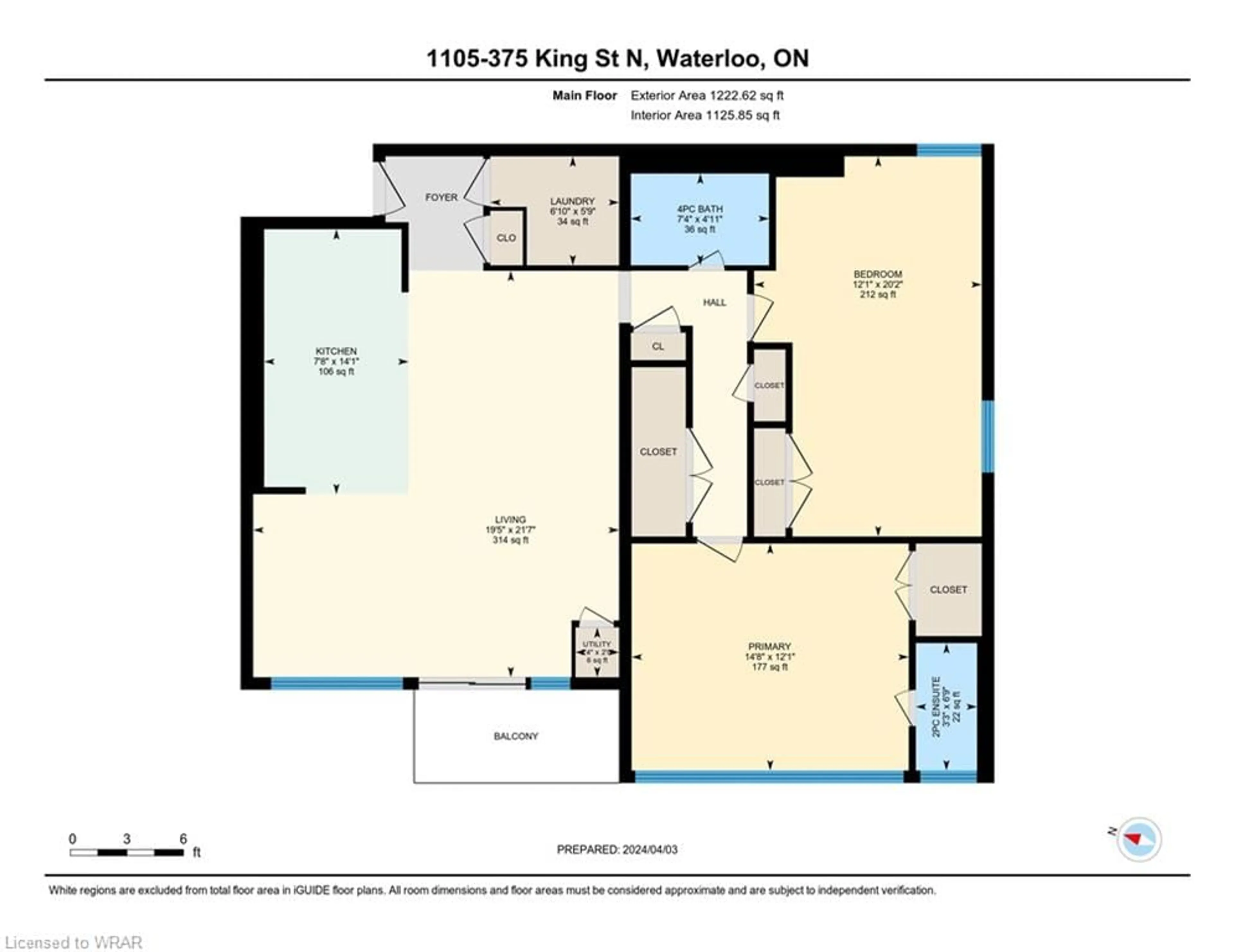 Floor plan for 375 King St #1105, Waterloo Ontario N2J 4L6