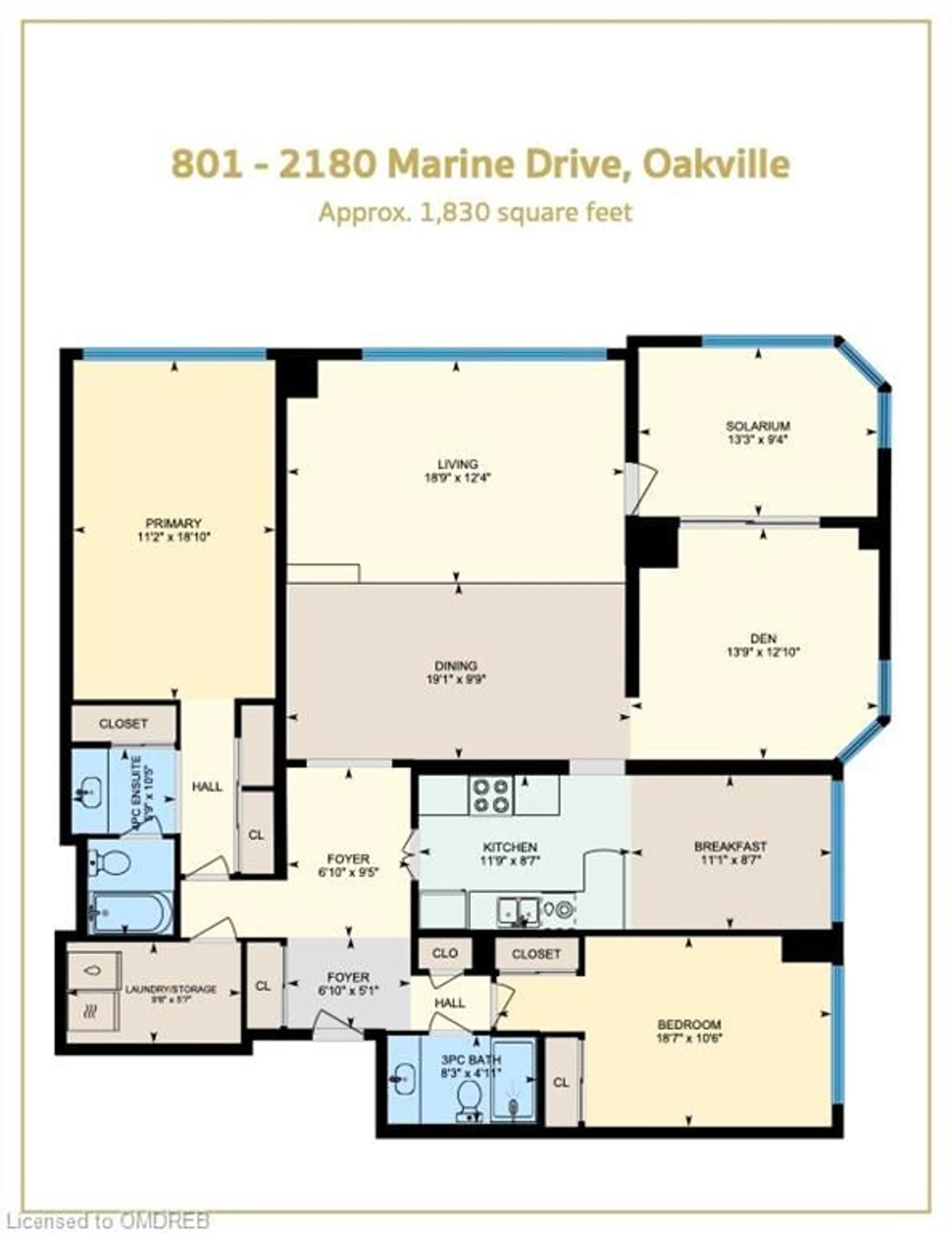 Floor plan for 2180 Marine Dr #801, Oakville Ontario L6L 5V2