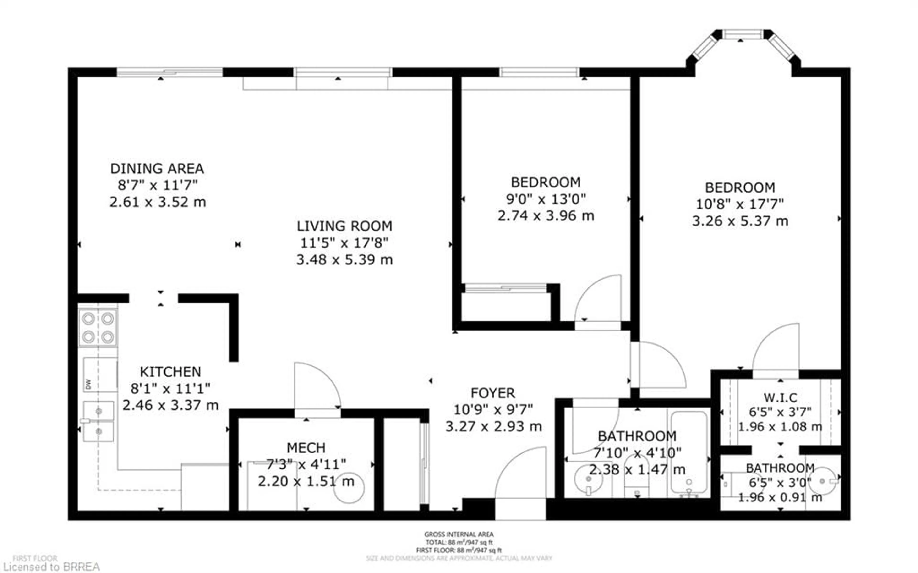 Floor plan for 88 Tollgate Rd #106, Brantford Ontario N3R 7R5