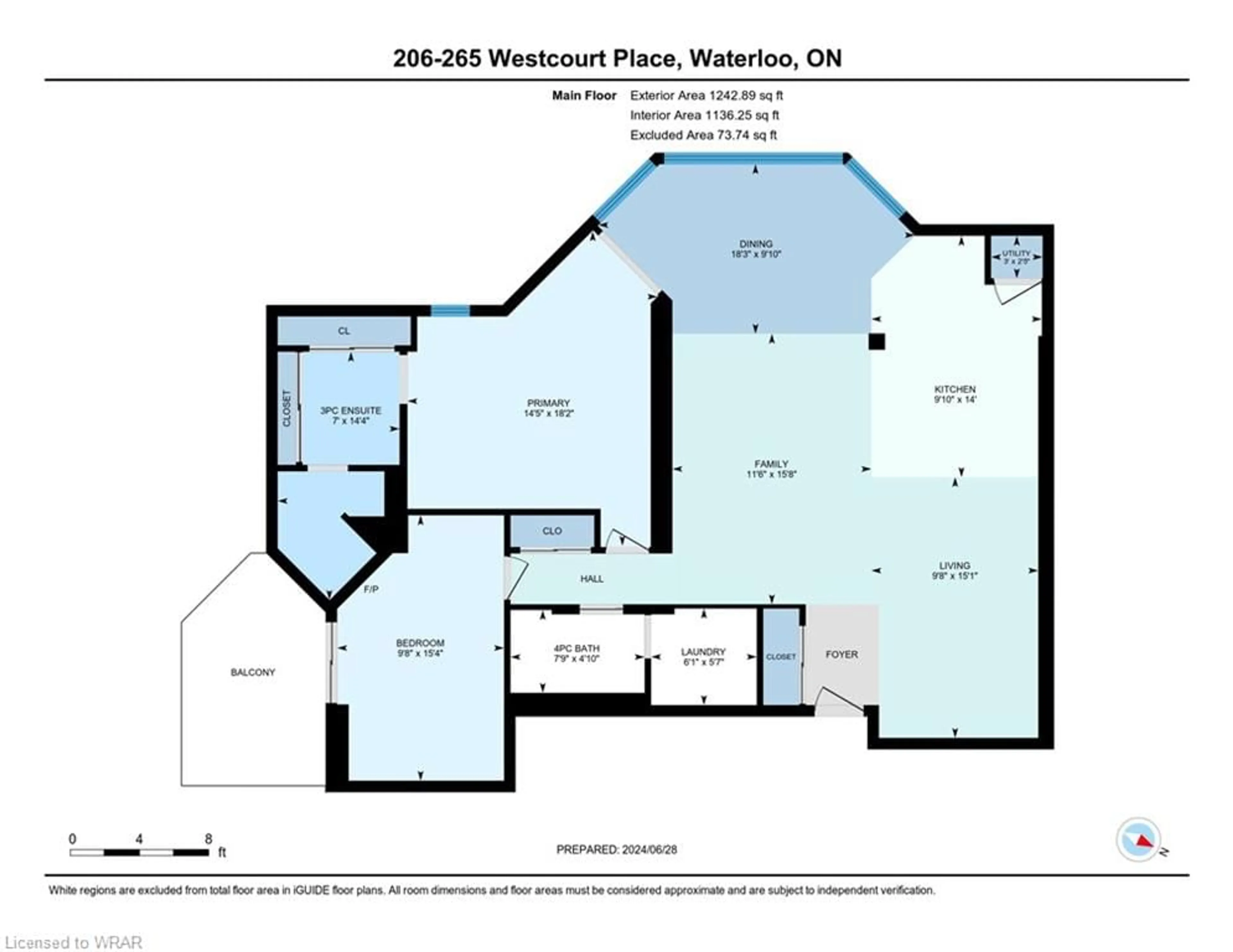 Floor plan for 265 Westcourt Pl #206, Waterloo Ontario N2L 6E4