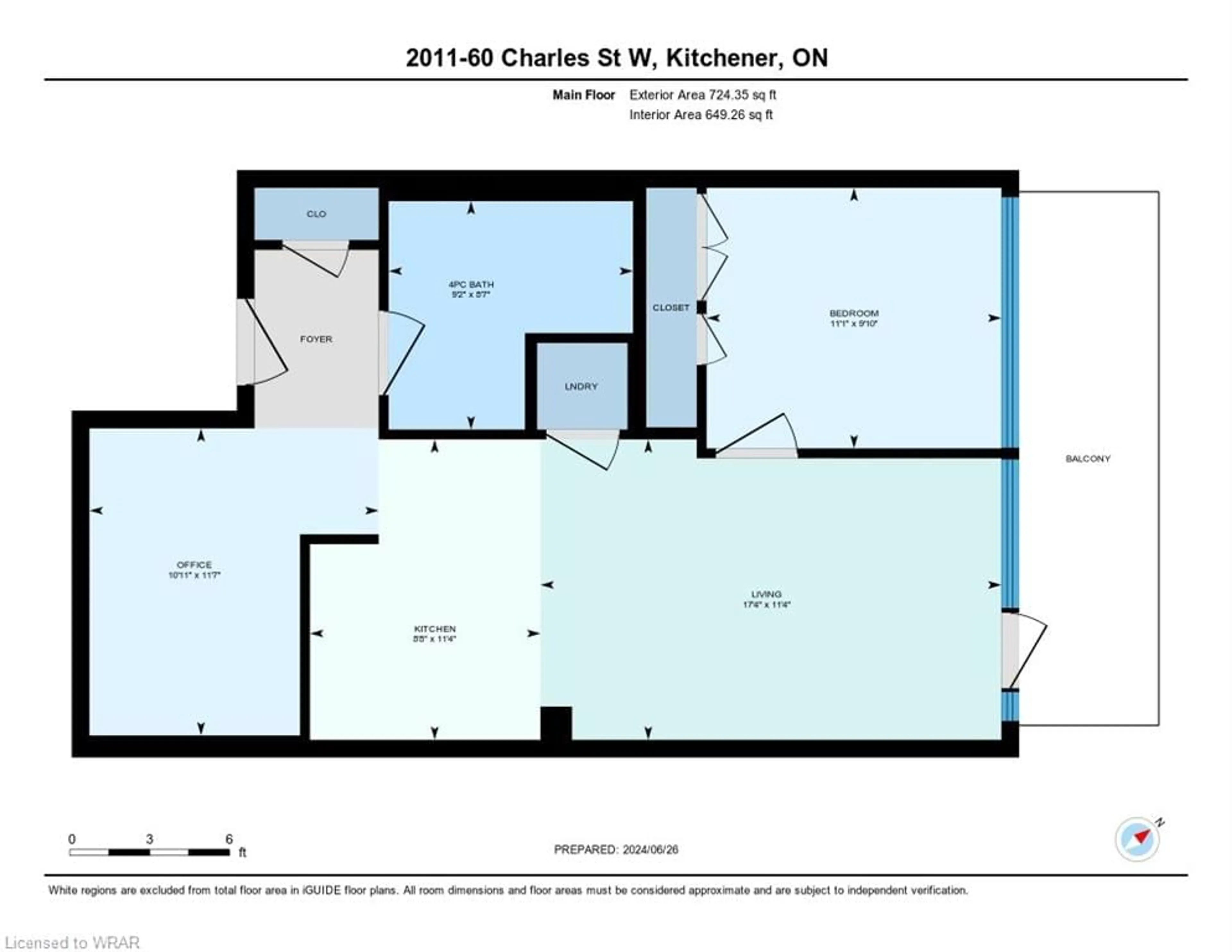 Floor plan for 60 Charles St #2011, Kitchener Ontario N2G 0C9