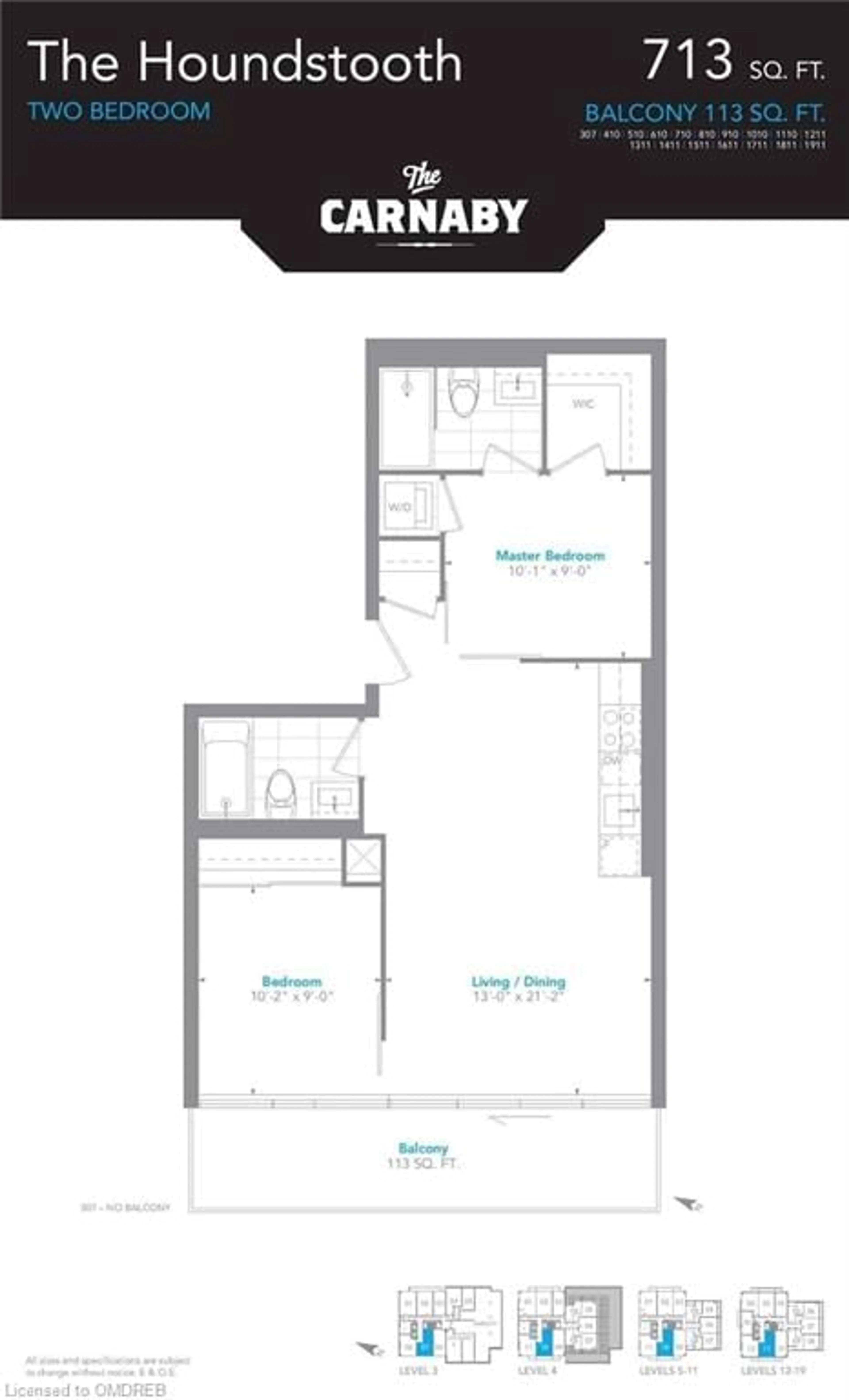 Floor plan for 20 Minowan Miikan Lane #910, Toronto Ontario M6J 0E5