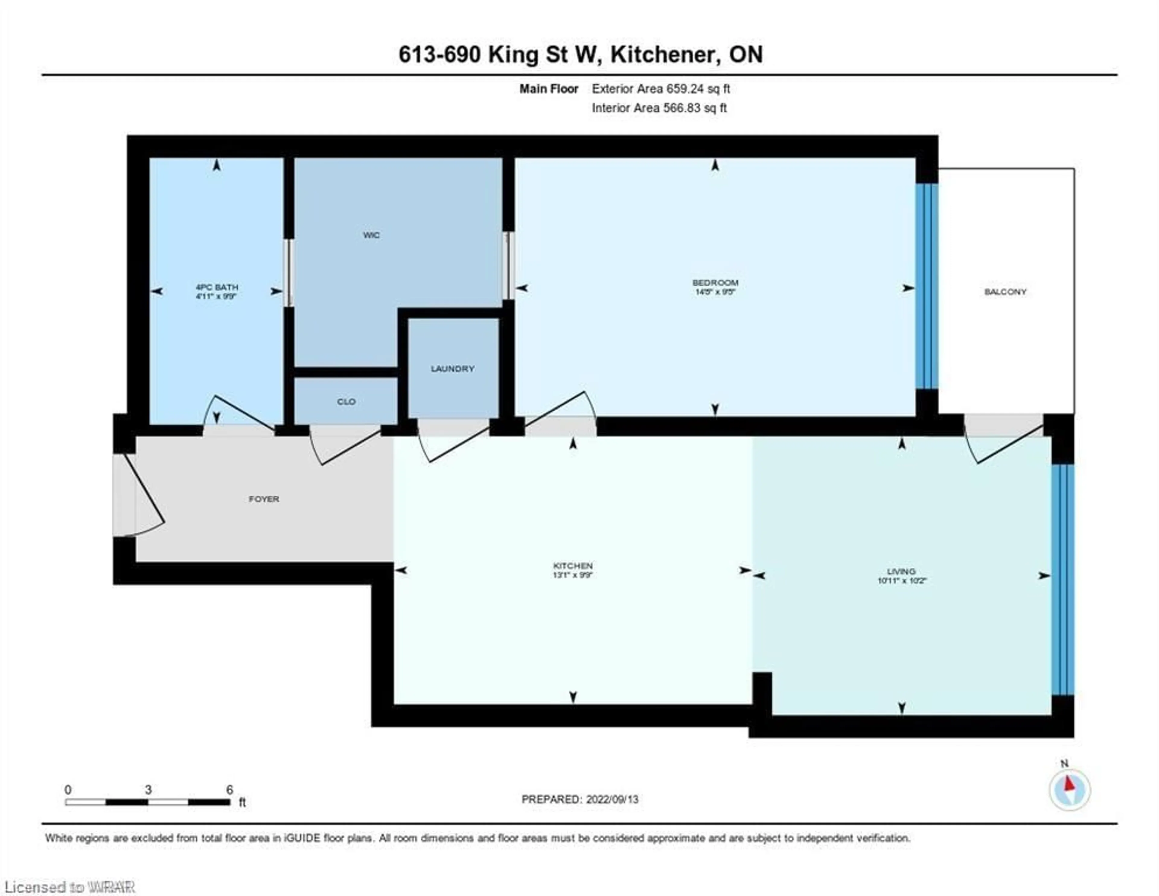 Floor plan for 690 King St #613, Kitchener Ontario N2H 5L8
