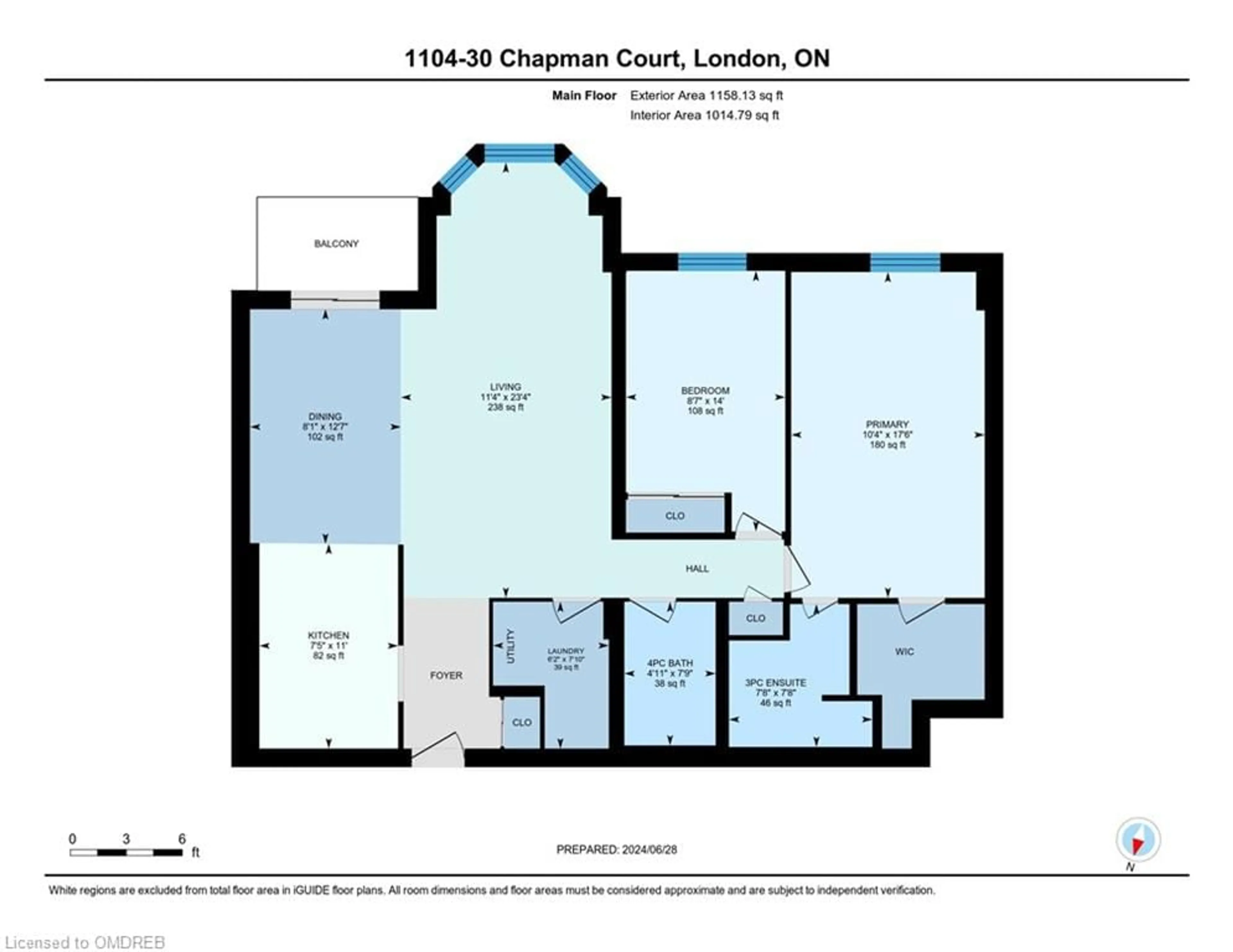 Floor plan for 30 Chapman Crt #1104, London Ontario N6G 4Y4
