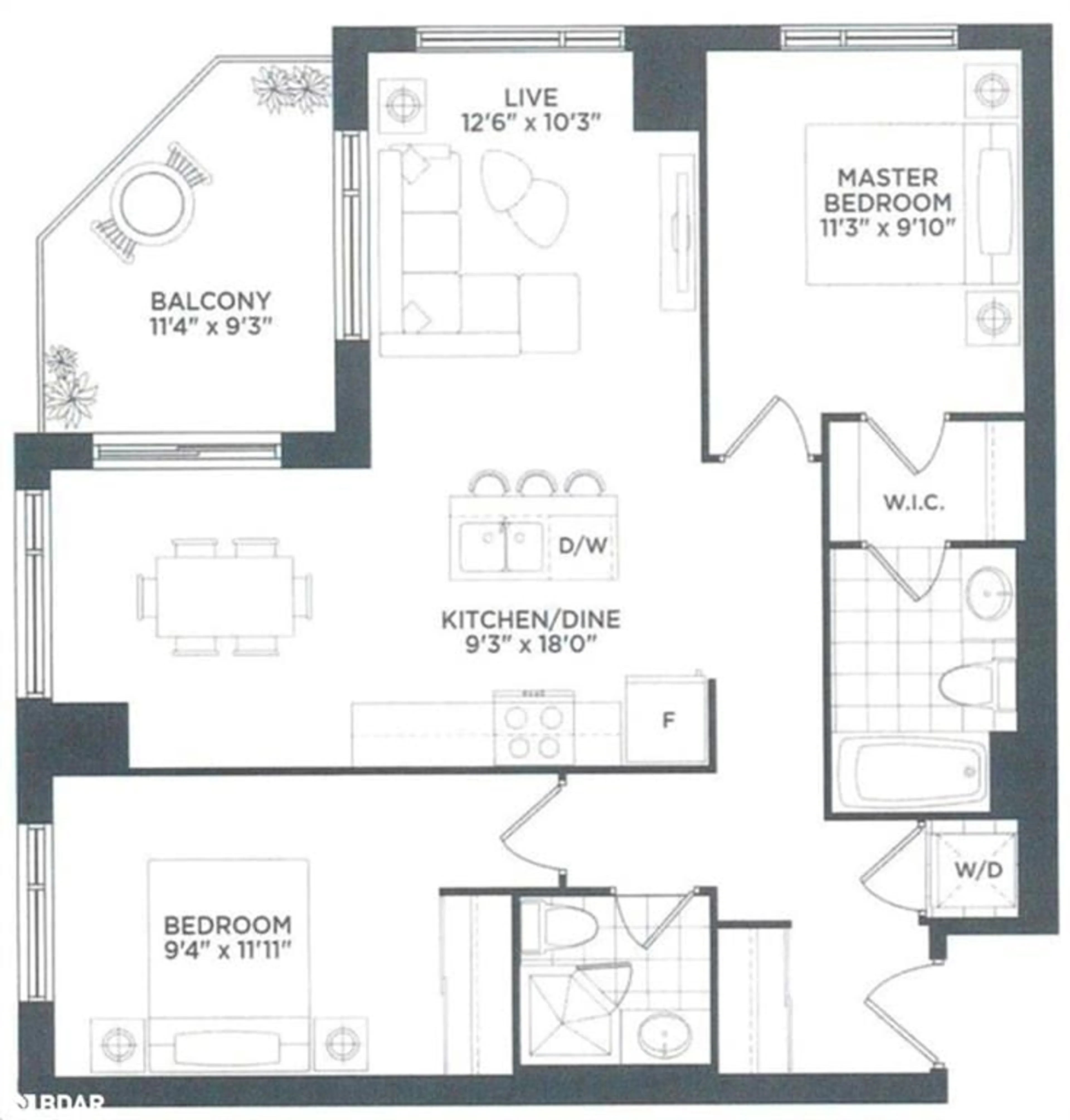 Floor plan for 58 Lakeside Terr #306, Barrie Ontario L4M 0L5