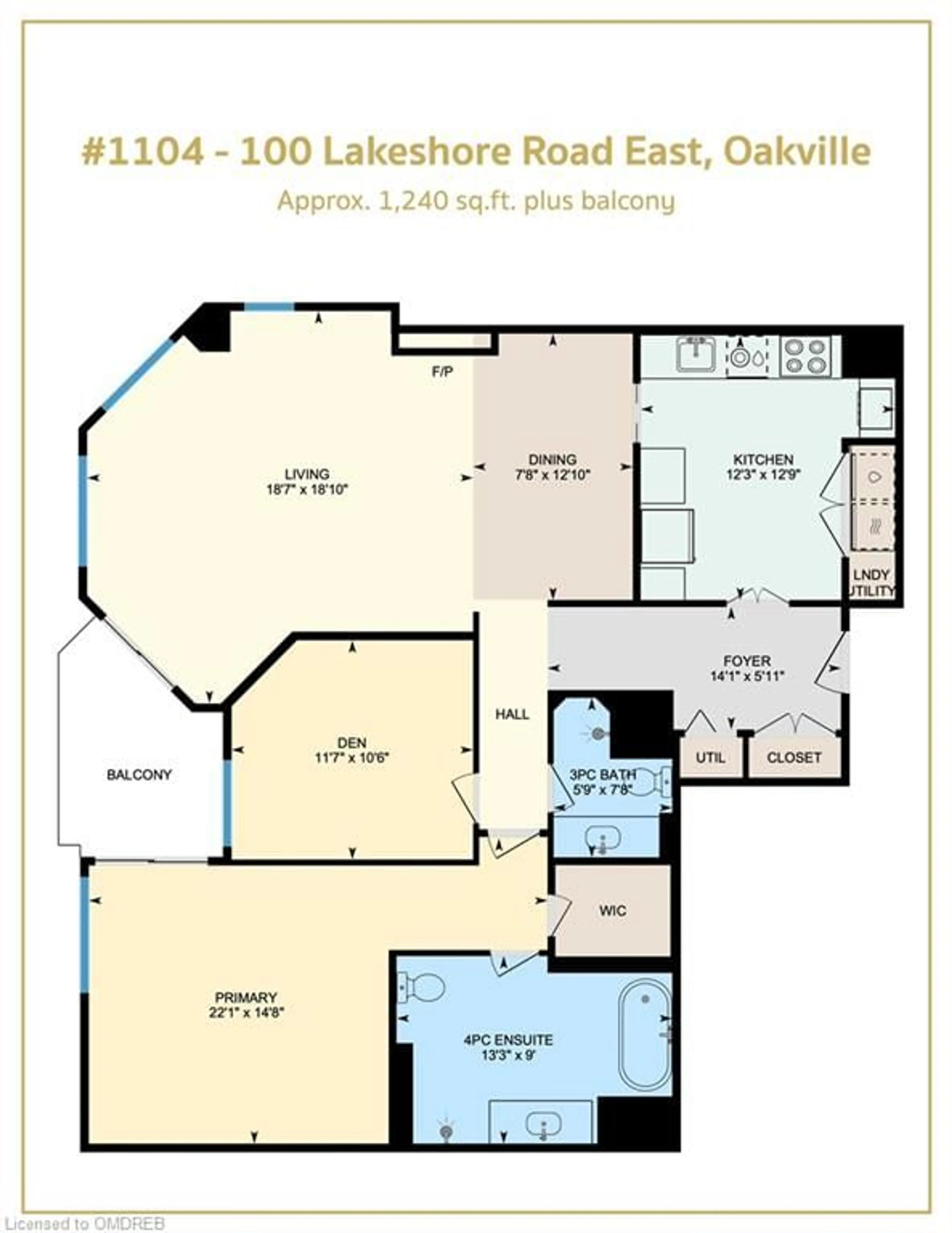 Floor plan for 100 Lakeshore Rd #1104, Oakville Ontario L6J 6M9