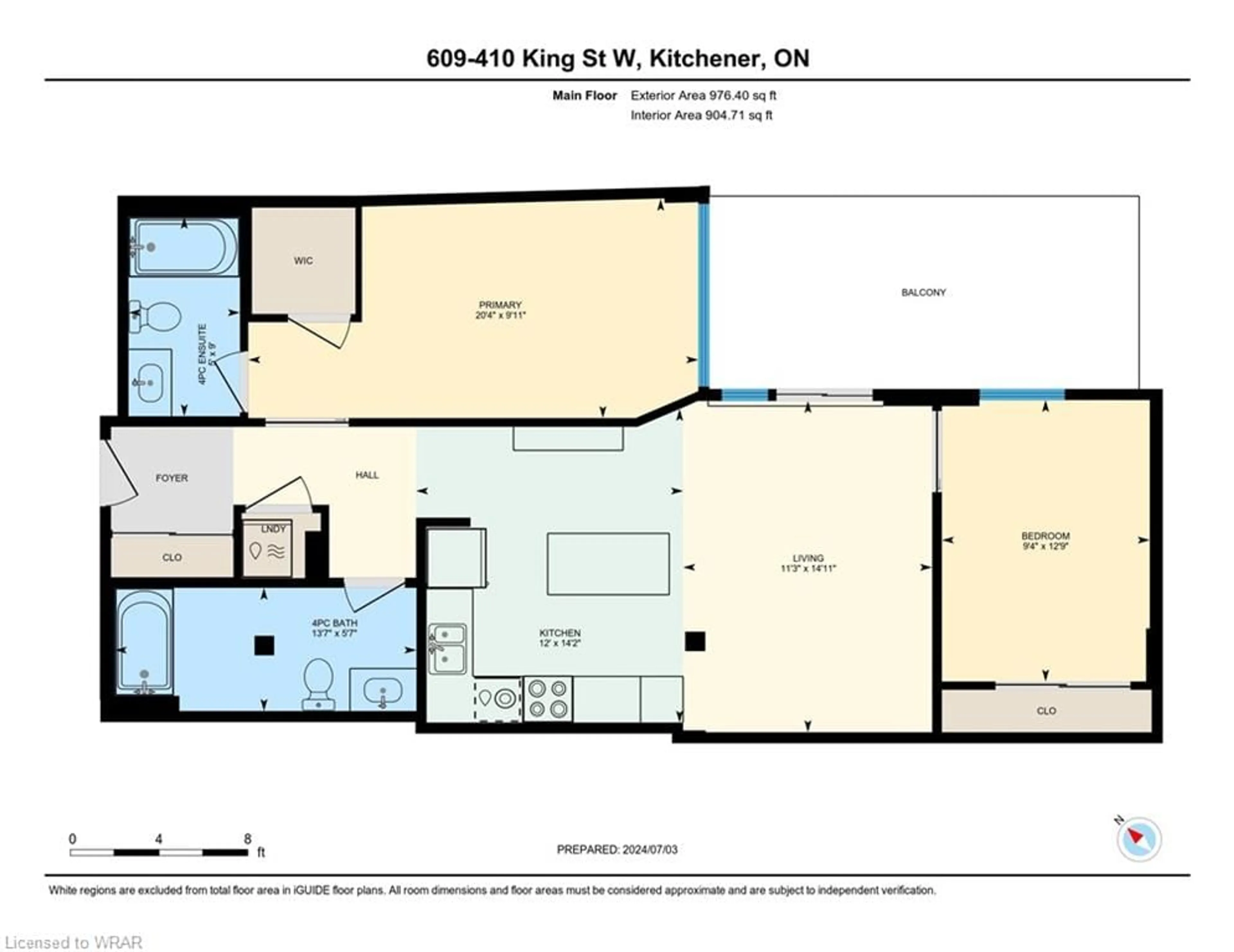 Floor plan for 410 King St #609, Kitchener Ontario N2G 1C3