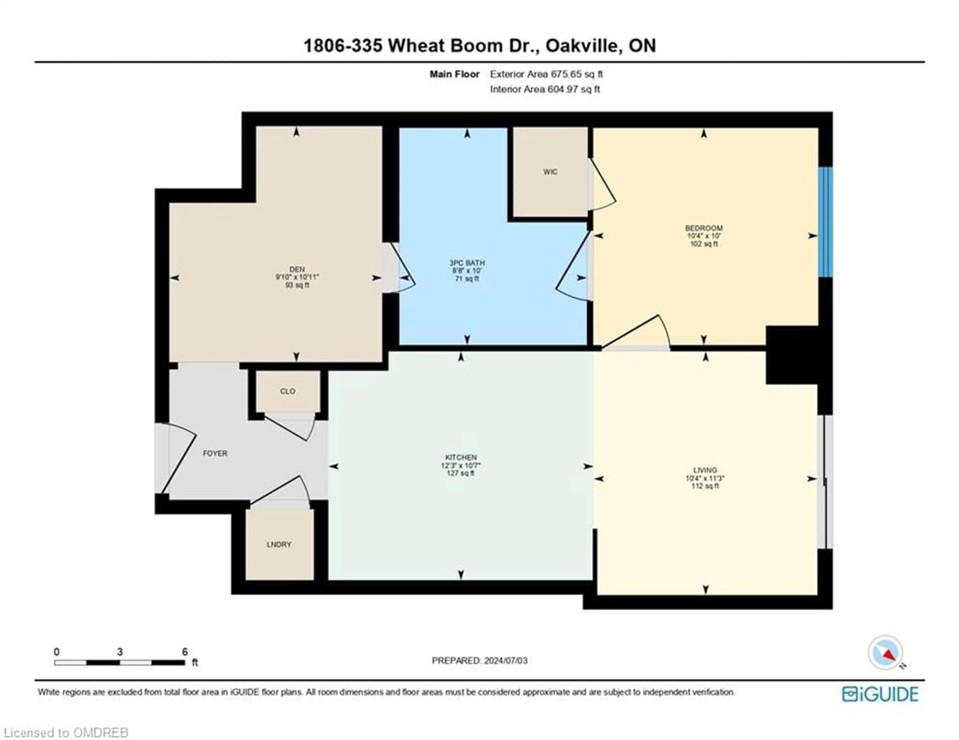 Floor plan for 335 Wheat Boom Dr #1806, Oakville Ontario L6H 7C2