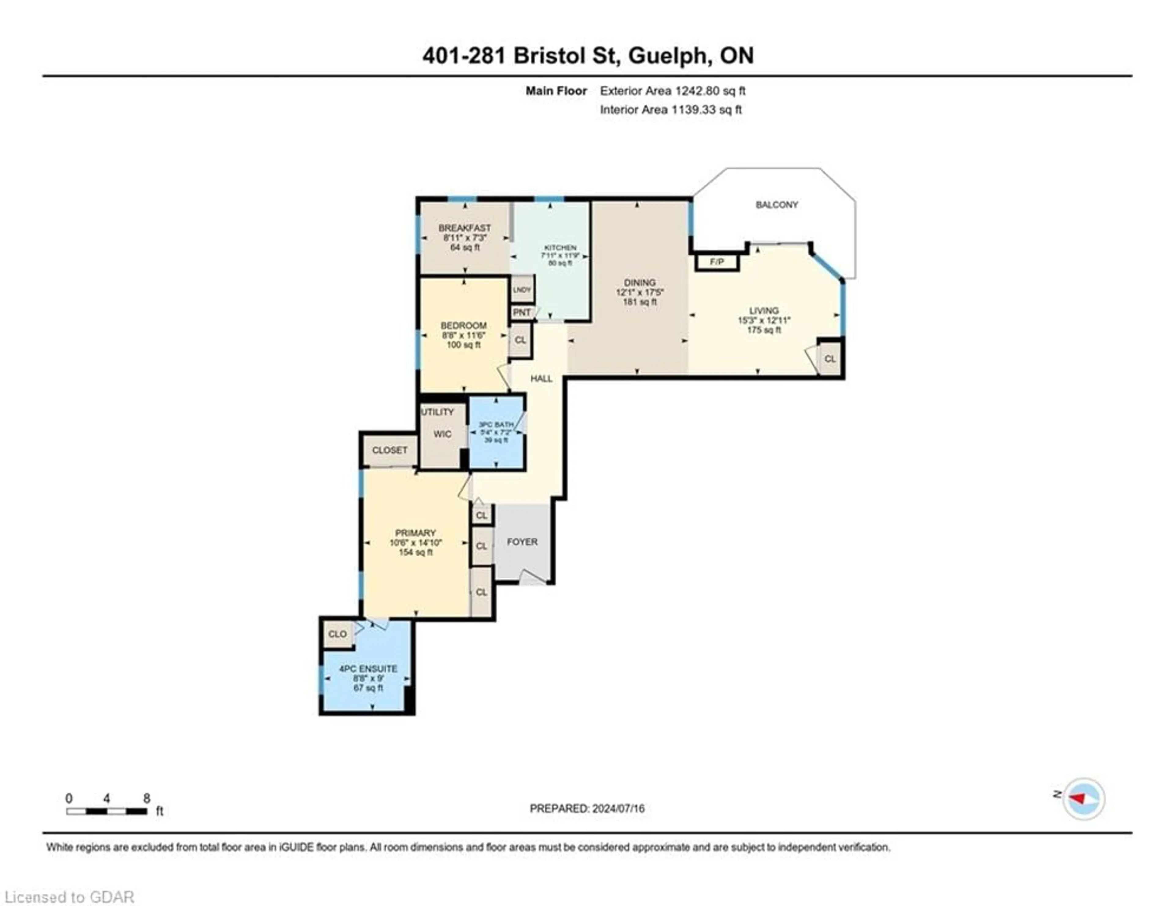 Floor plan for 281 Bristol St #401, Guelph Ontario N1H 8J3