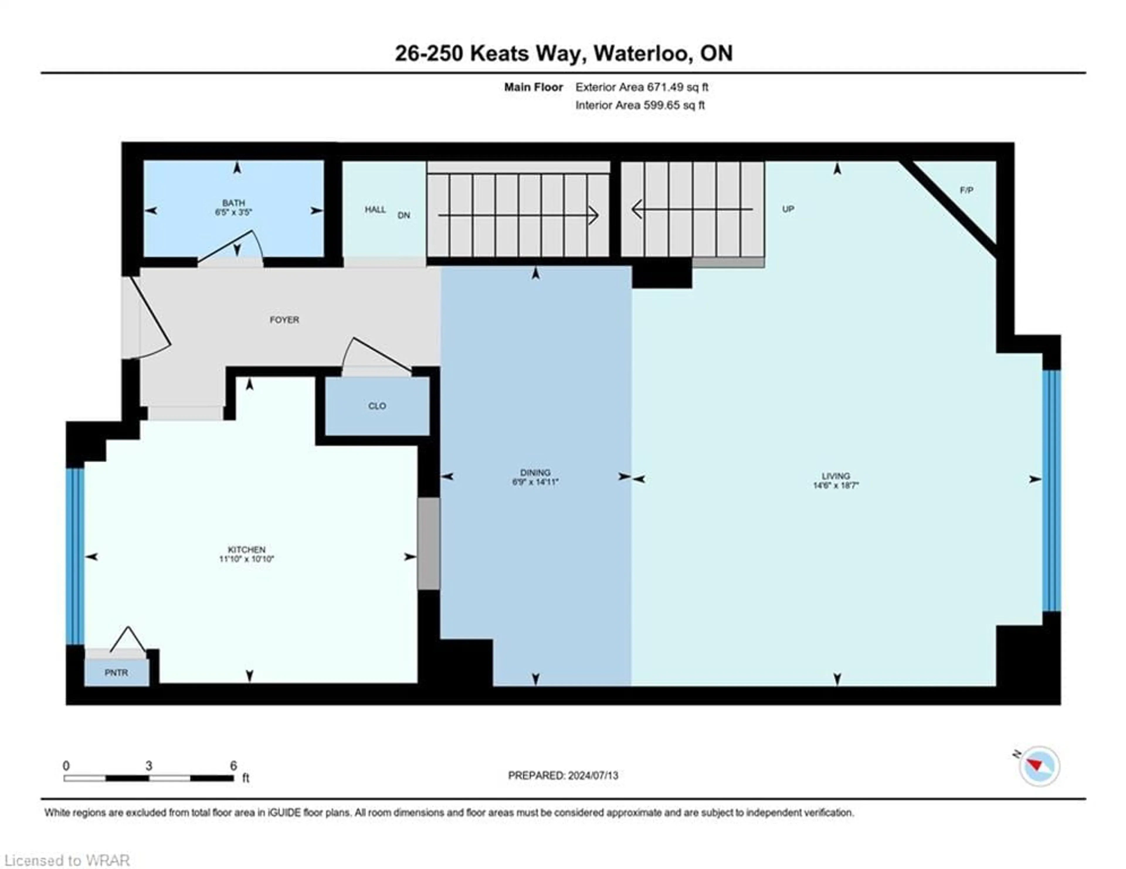 Floor plan for 250 Keats Way #26, Waterloo Ontario N2L 6J5