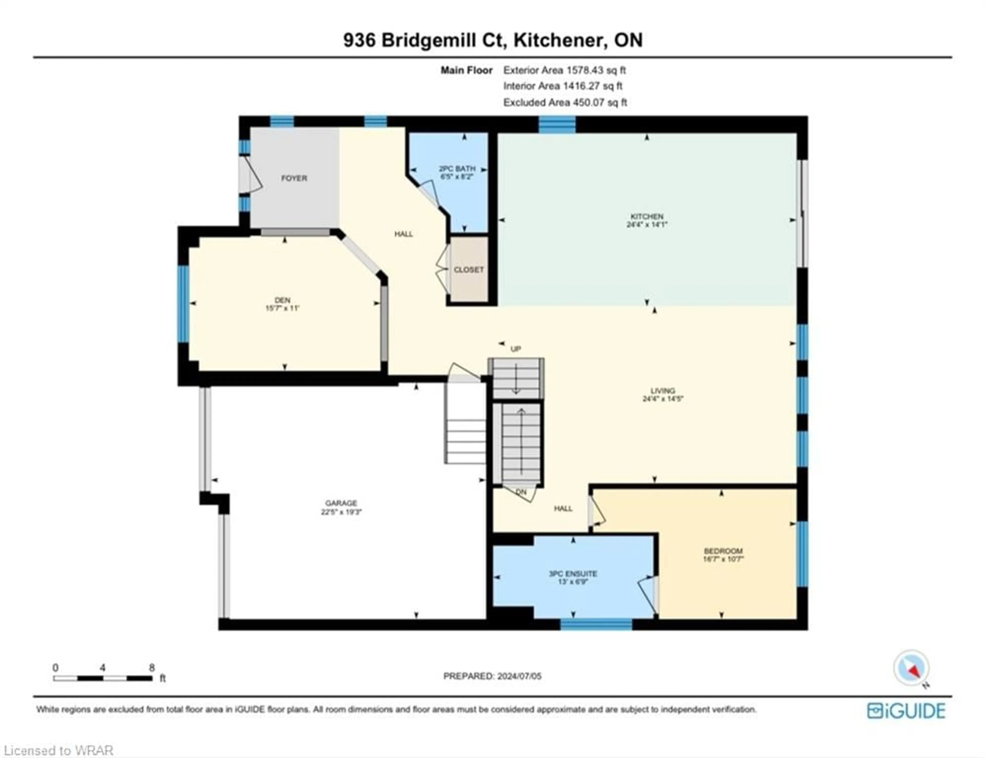 Floor plan for 936 Bridgemill Crt, Kitchener Ontario N2A 0K3