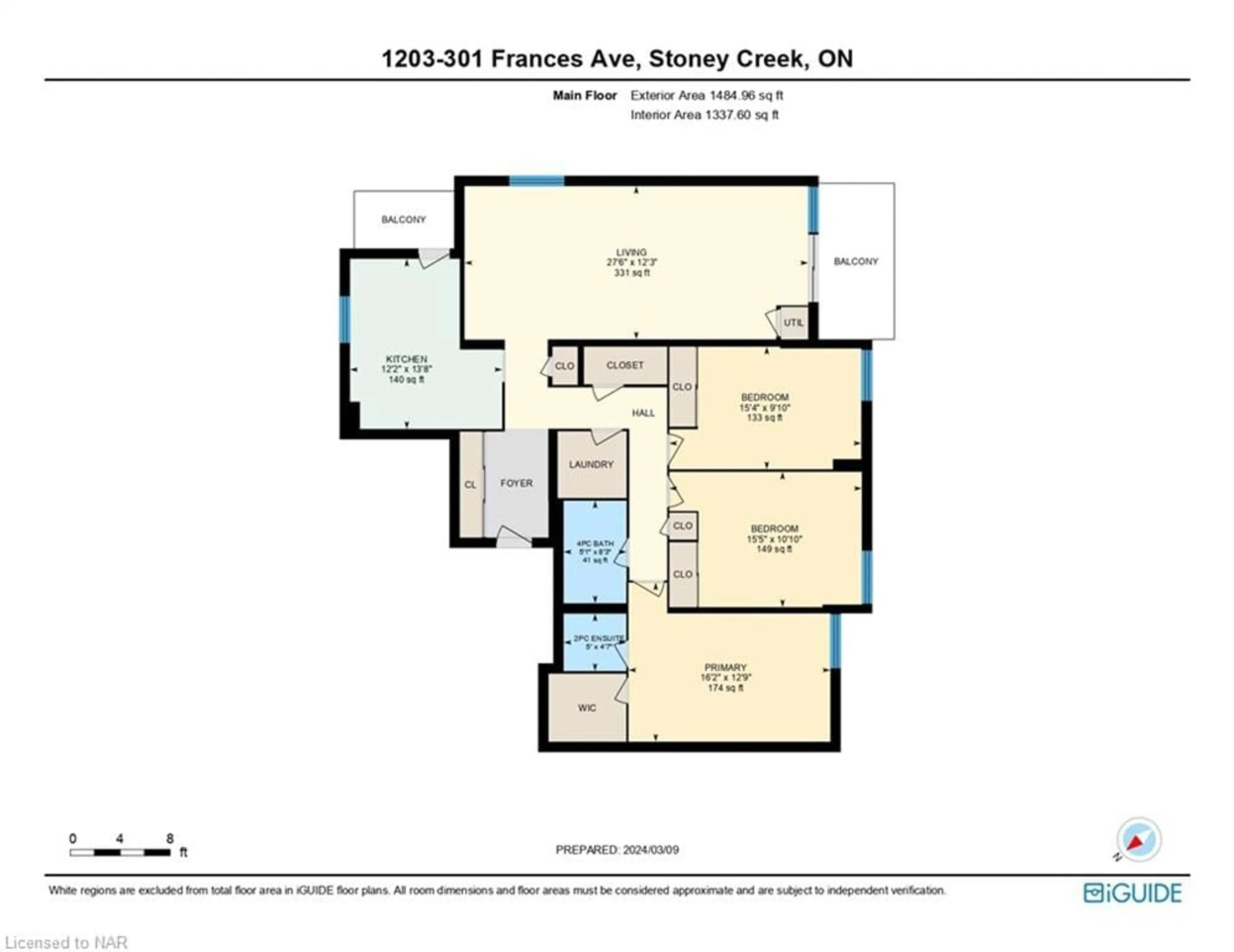 Floor plan for 301 Frances Ave #1203, Stoney Creek Ontario L8E 3W6