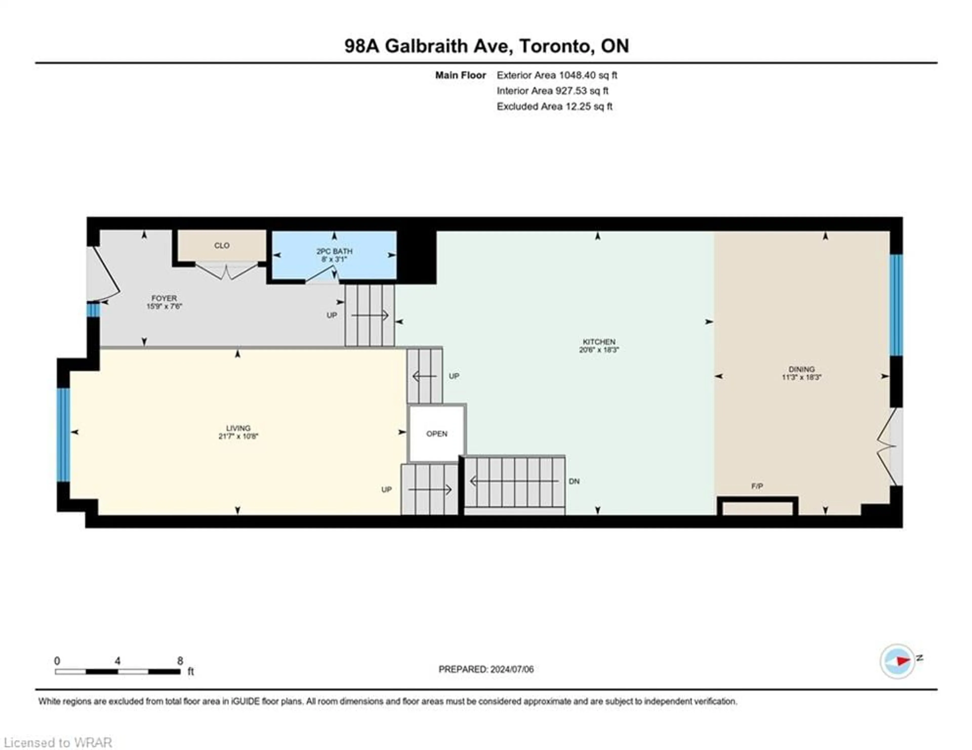 Floor plan for 98A Galbraith Ave, Toronto Ontario M4B 2B7