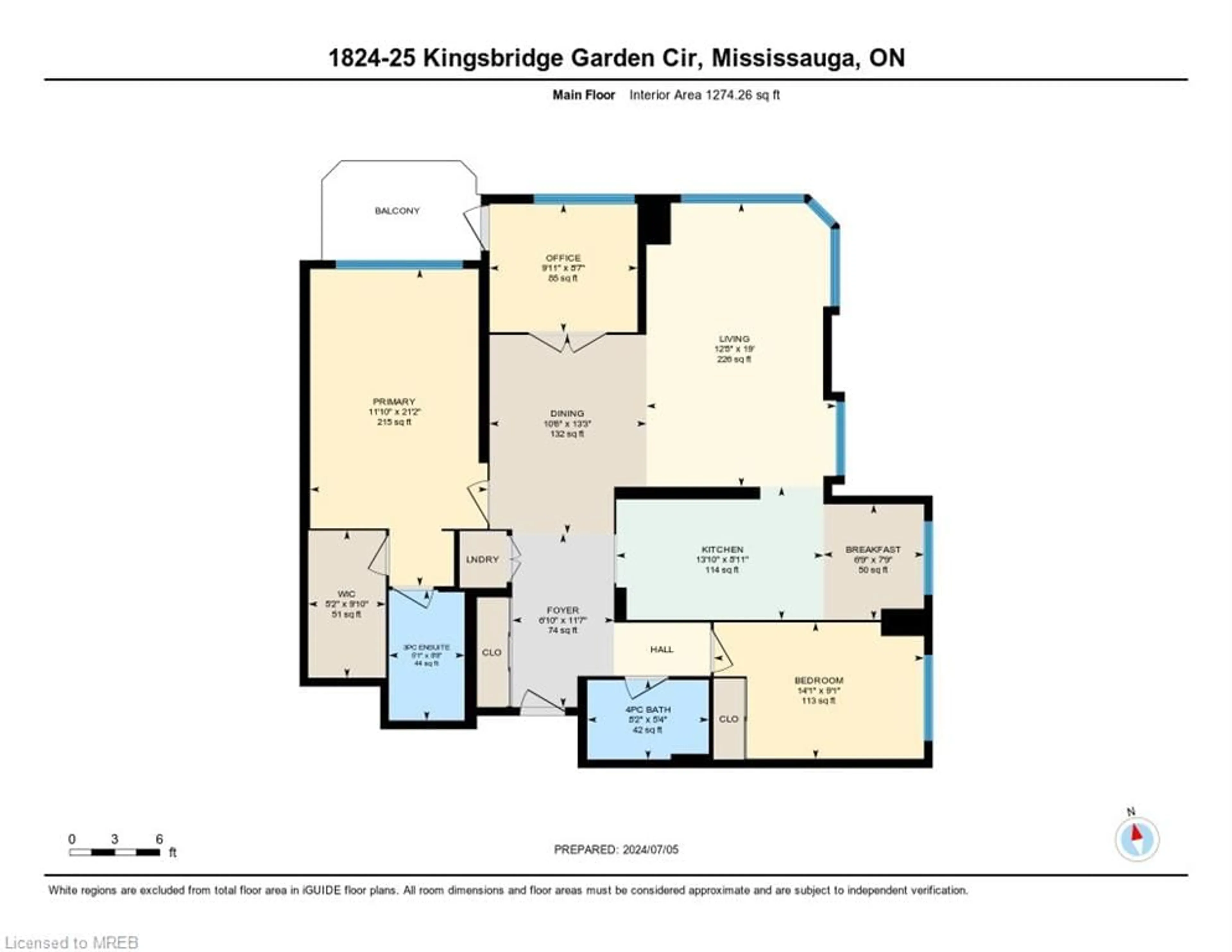 Floor plan for 25 Kingsbridge Garde Cir #1824, Mississauga Ontario L5R 4B1