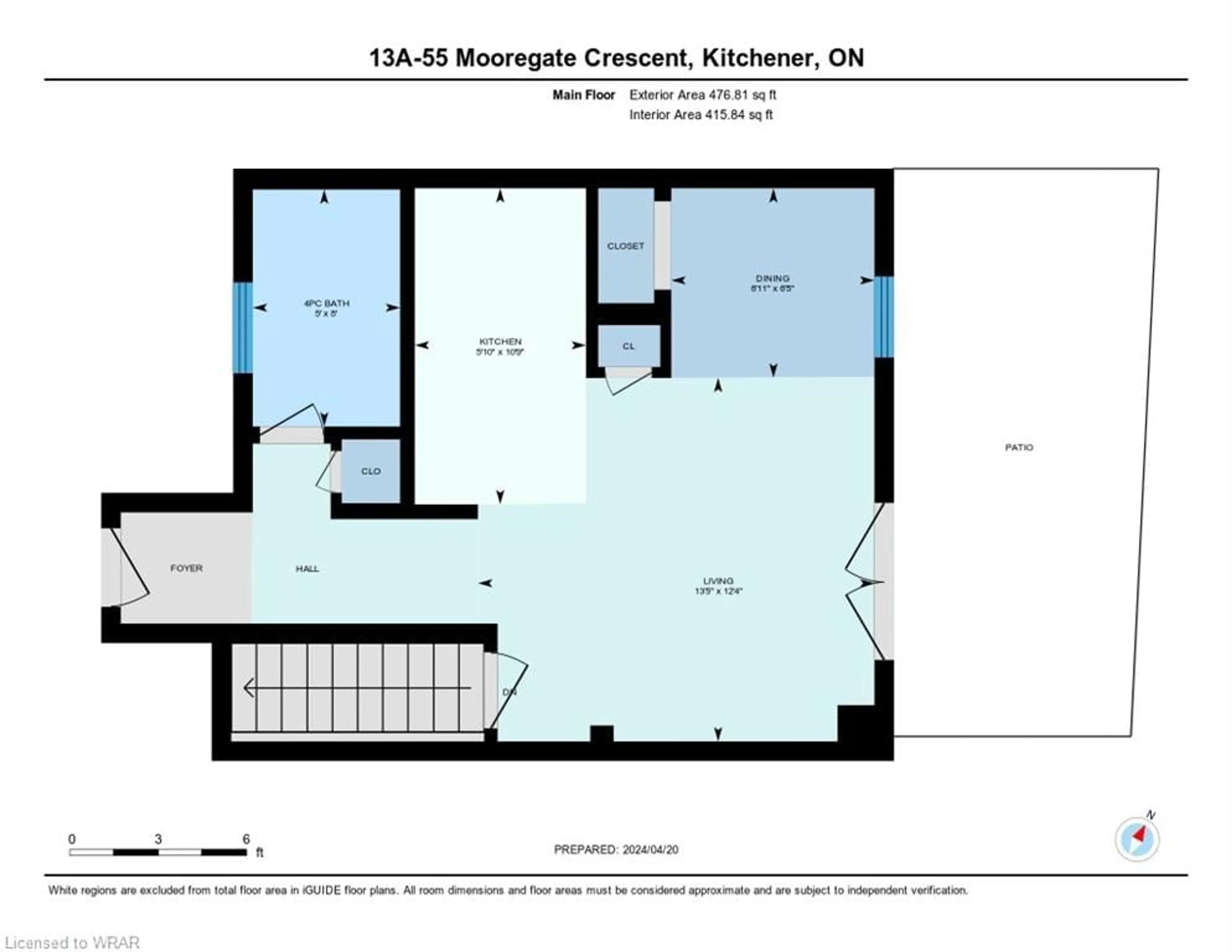 Floor plan for 55 Mooregate Cres #13A, Kitchener Ontario N2M 0A6