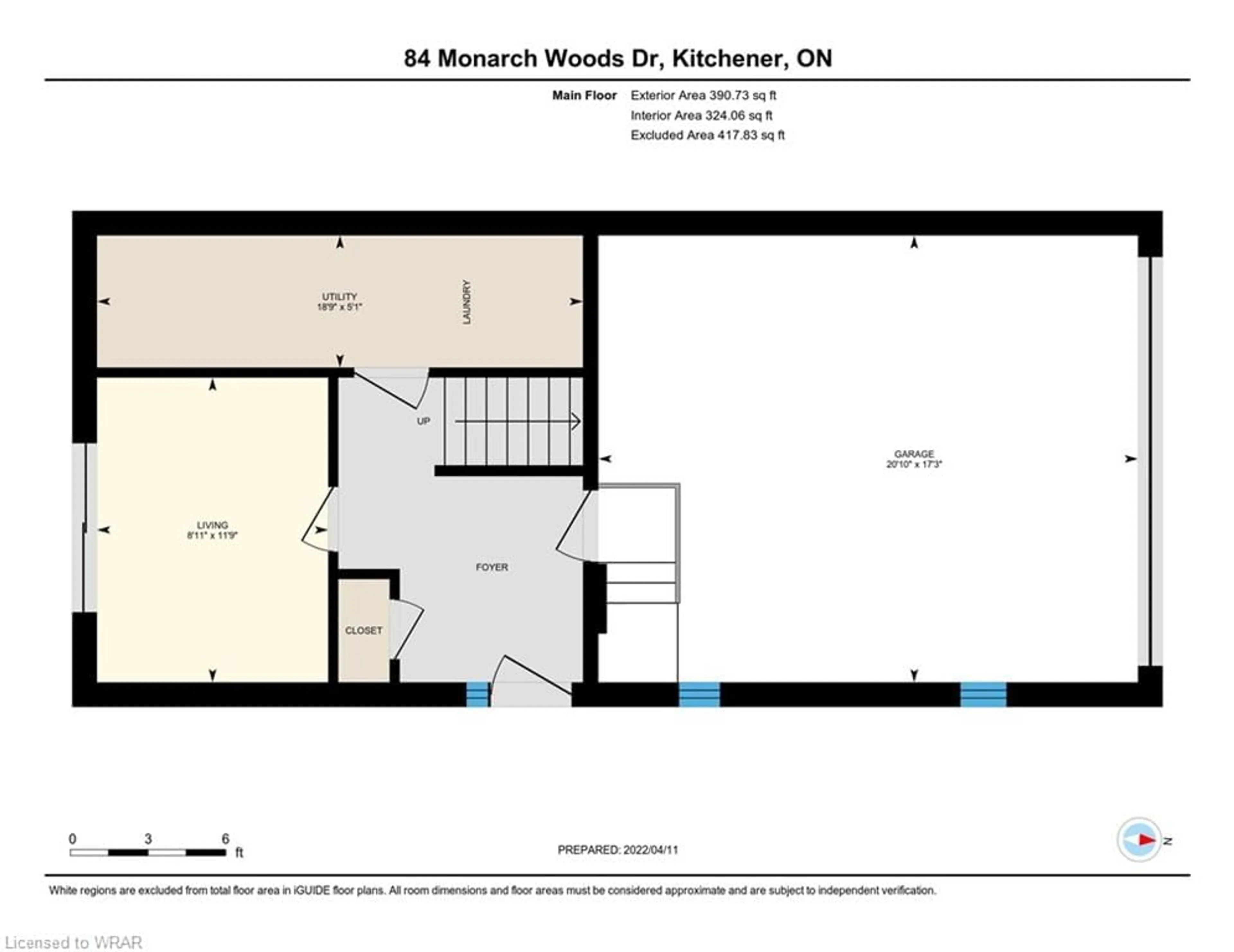 Floor plan for 84 Monarch Woods Dr, Kitchener Ontario N2P 2Y9