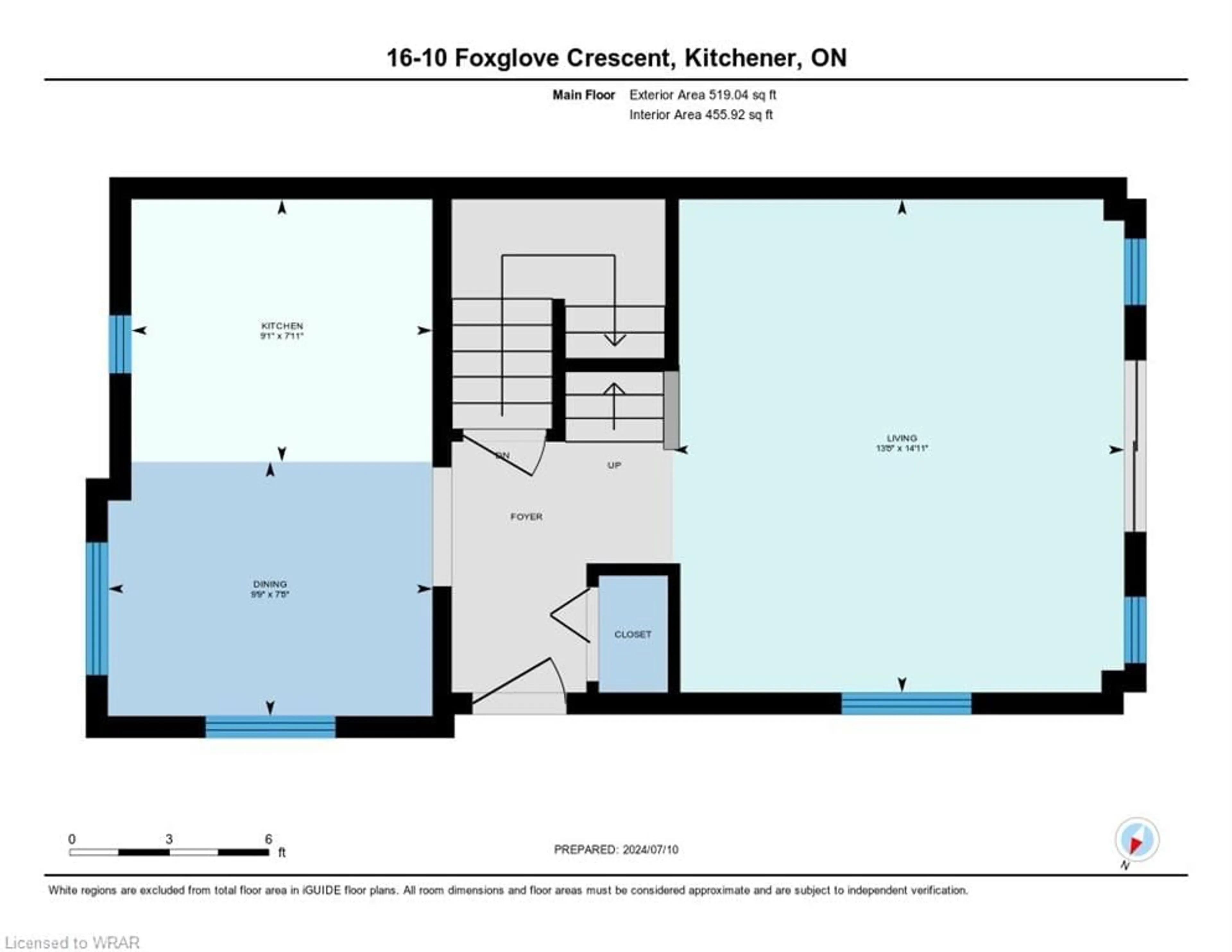 Floor plan for 10 Foxglove Cres #16, Kitchener Ontario N2E 0E1
