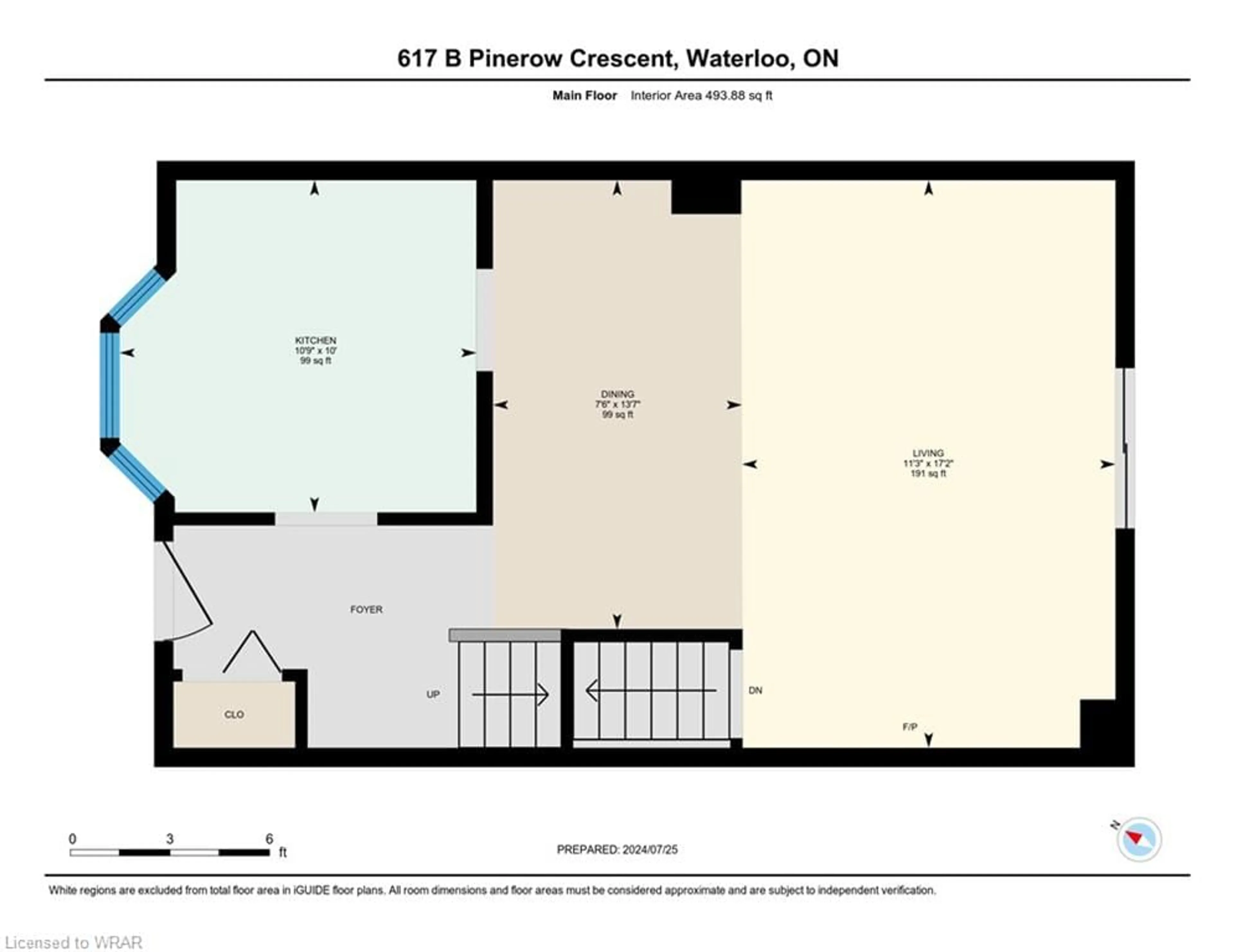 Floor plan for 617 B Pinerow Cres, Waterloo Ontario N2T 2K6