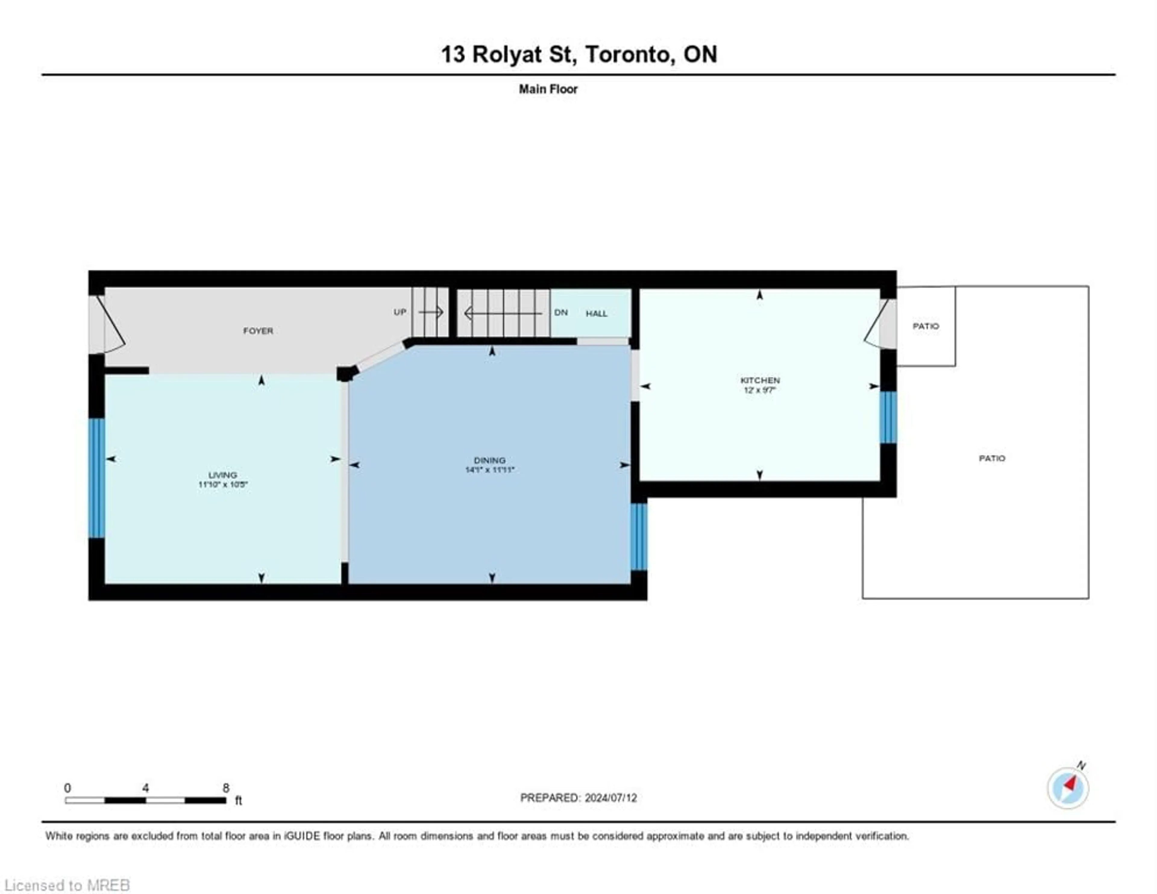 Floor plan for 13 Rolyat St, Toronto Ontario M6J 1S5