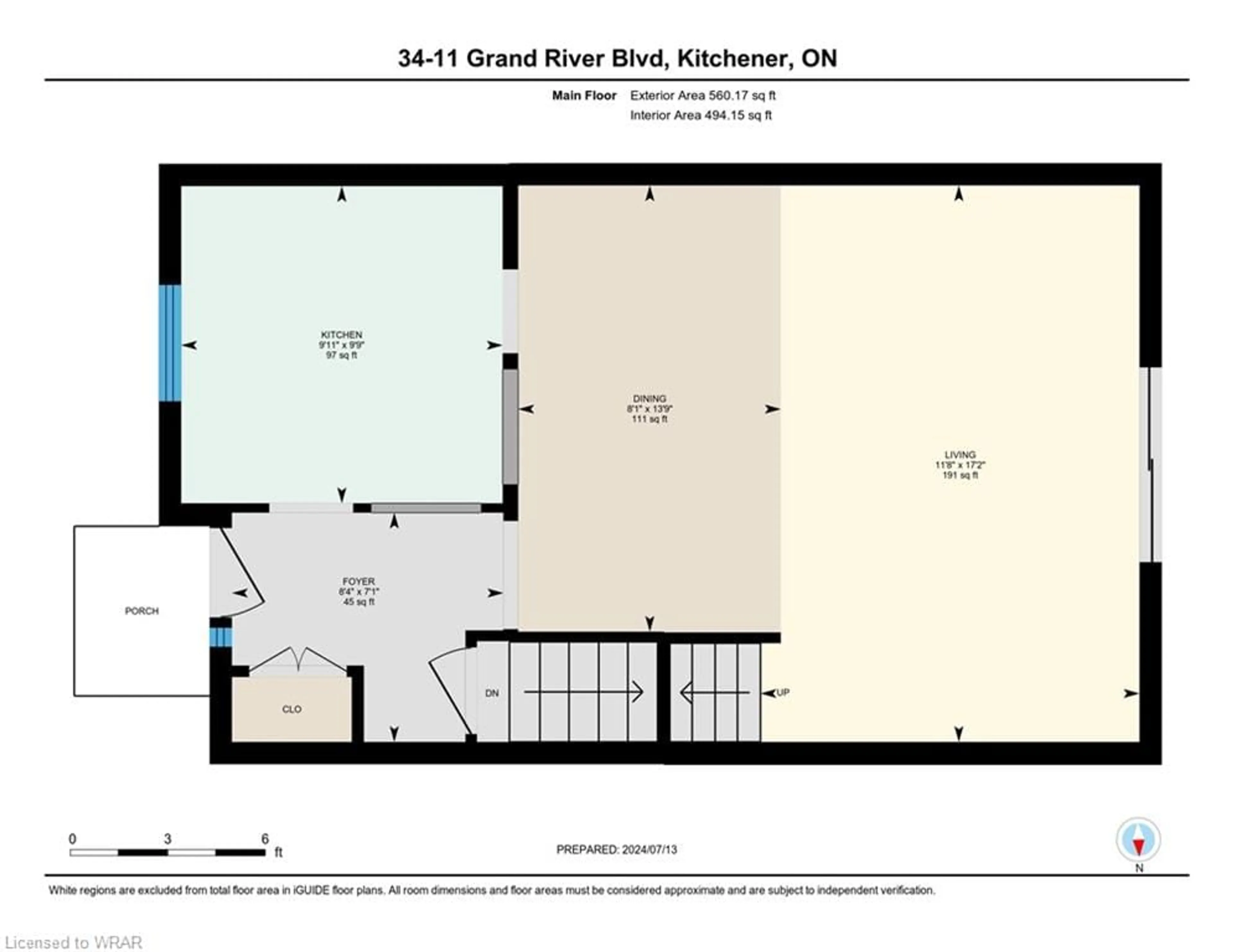 Floor plan for 11 Grand River Blvd #34, Kitchener Ontario N2A 2T2