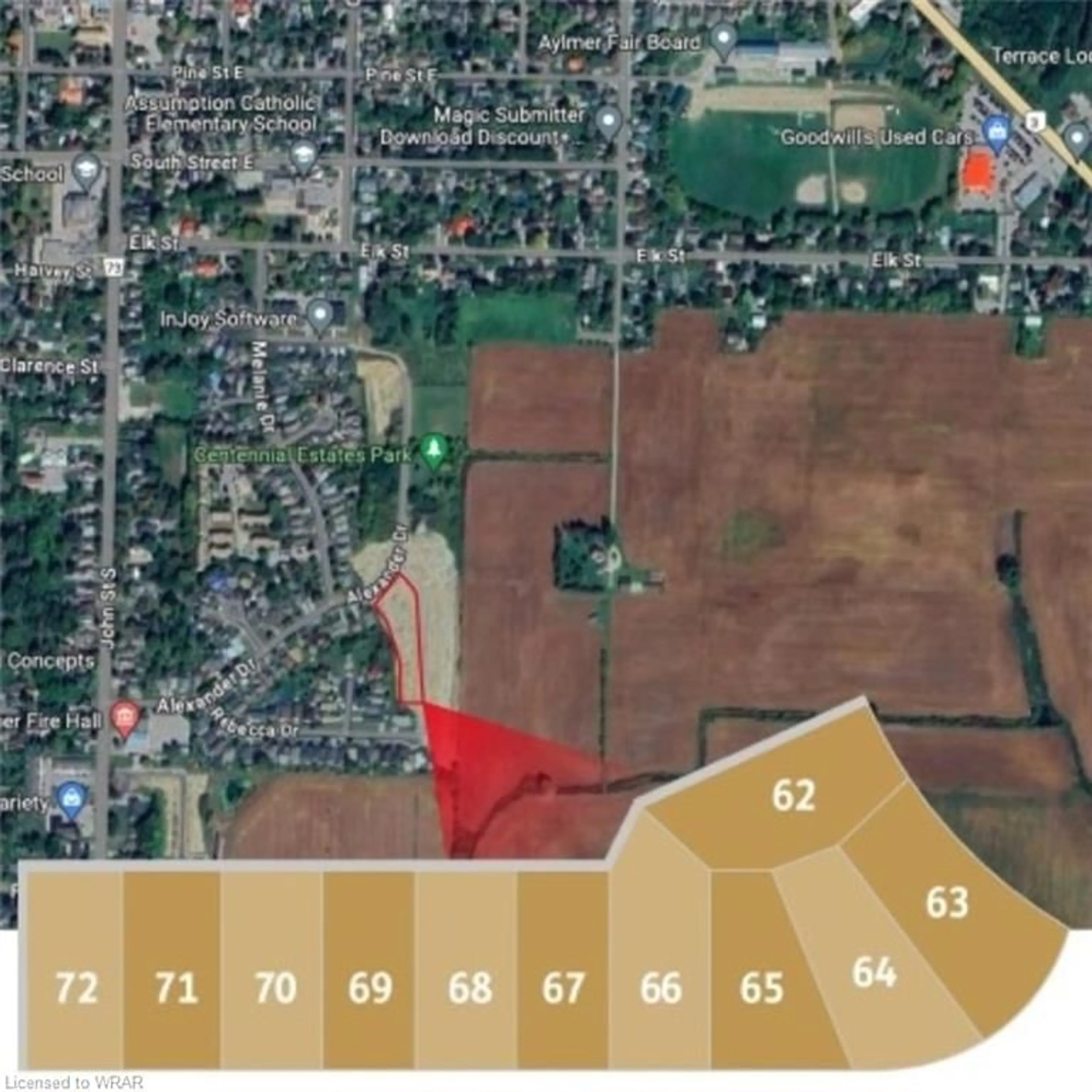 Picture of a map for LOT 62- 72 Rebecca Dr, Aylmer Ontario N5H 0A1