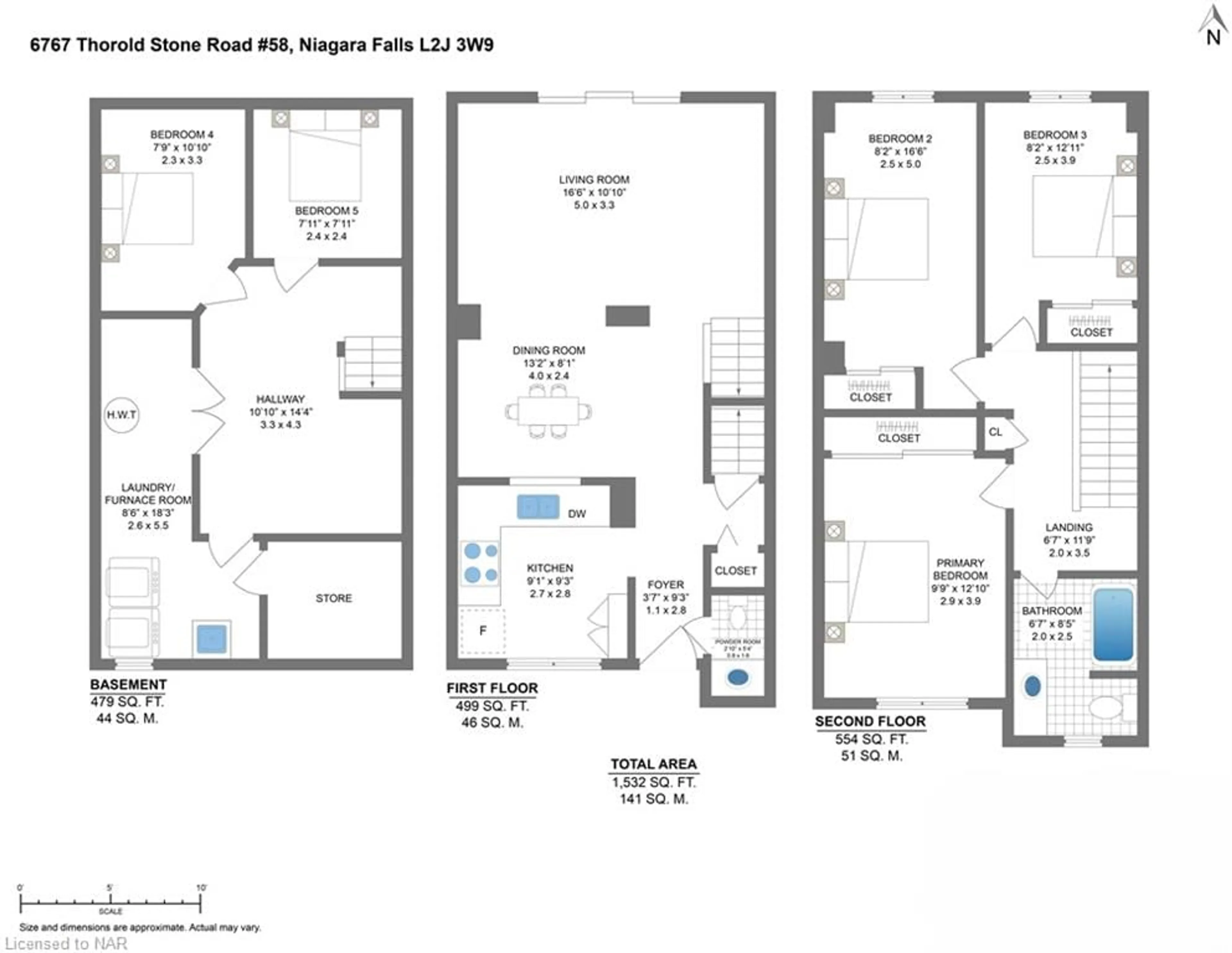 Floor plan for 6767 Thorold Stone Rd #58, Niagara Falls Ontario L2J 3W9