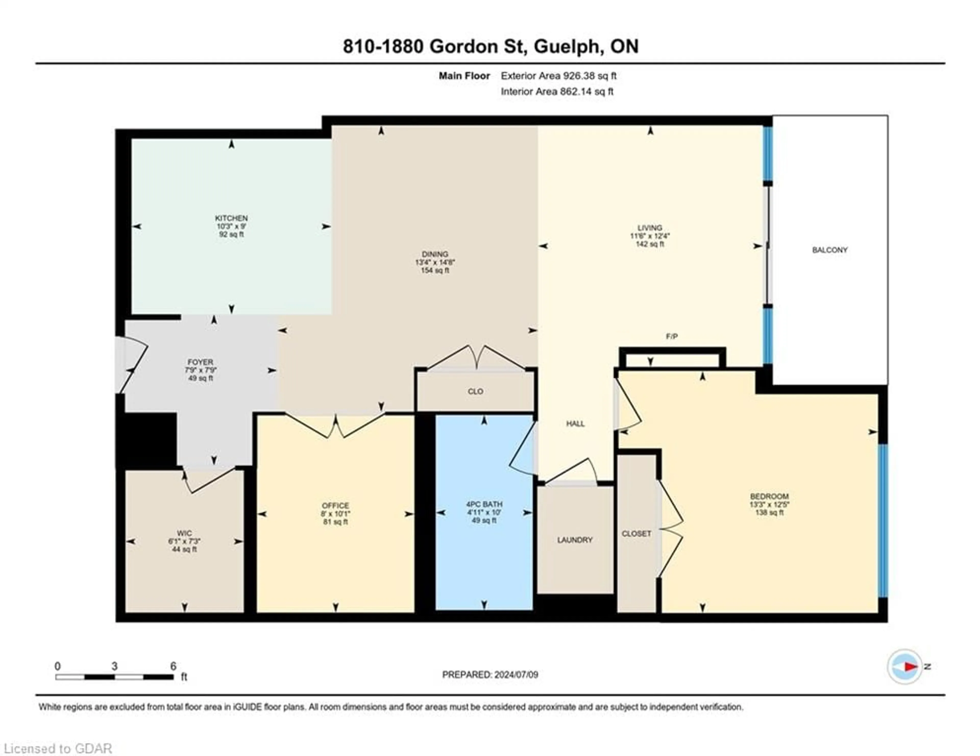 Floor plan for 1880 Gordon St #810, Guelph Ontario N1L 0P5