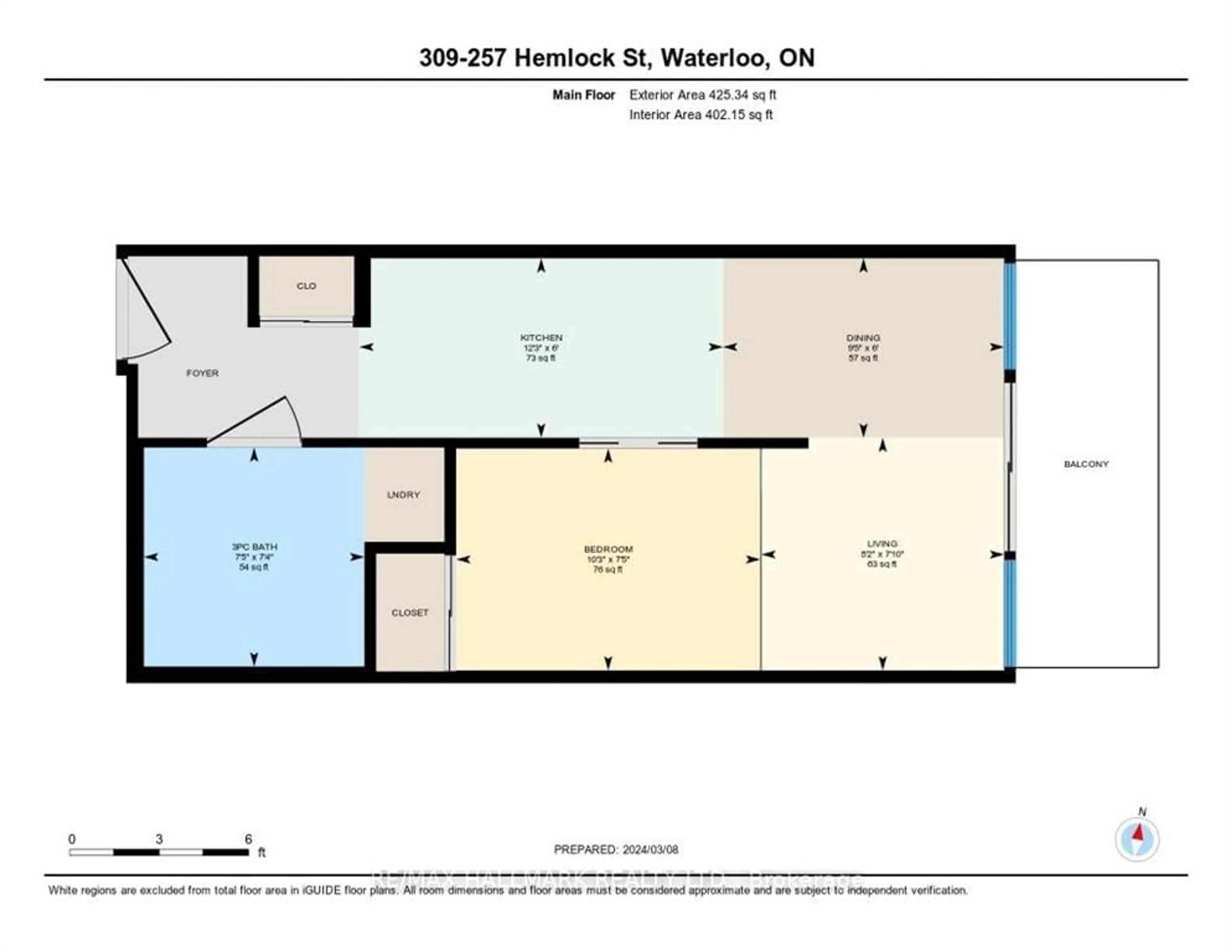 Floor plan for 257 Hemlock St #309, Waterloo Ontario N2L 0K2