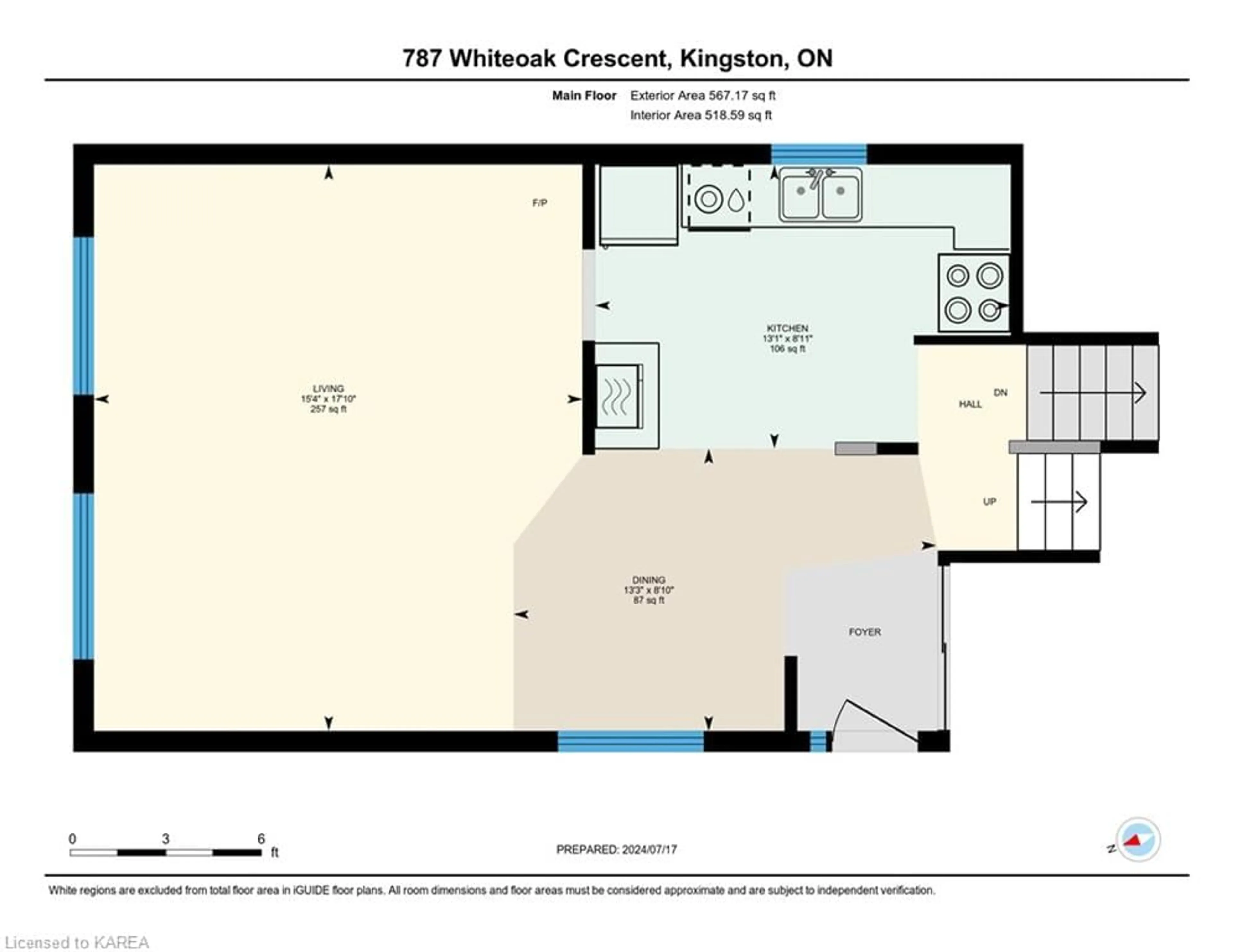 Floor plan for 787 Whiteoak Cres, Kingston Ontario K7P 1L6