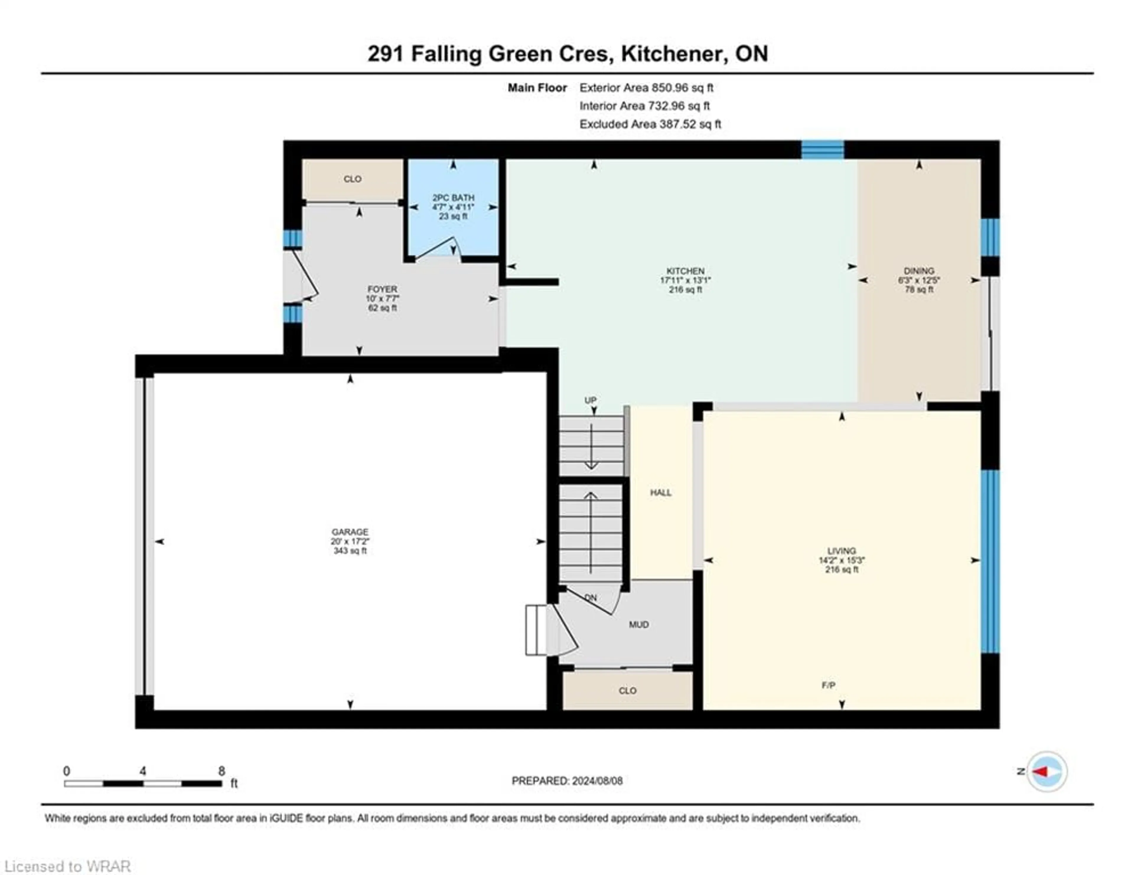 Floor plan for 291 Falling Green Cres, Kitchener Ontario N2R 0E9