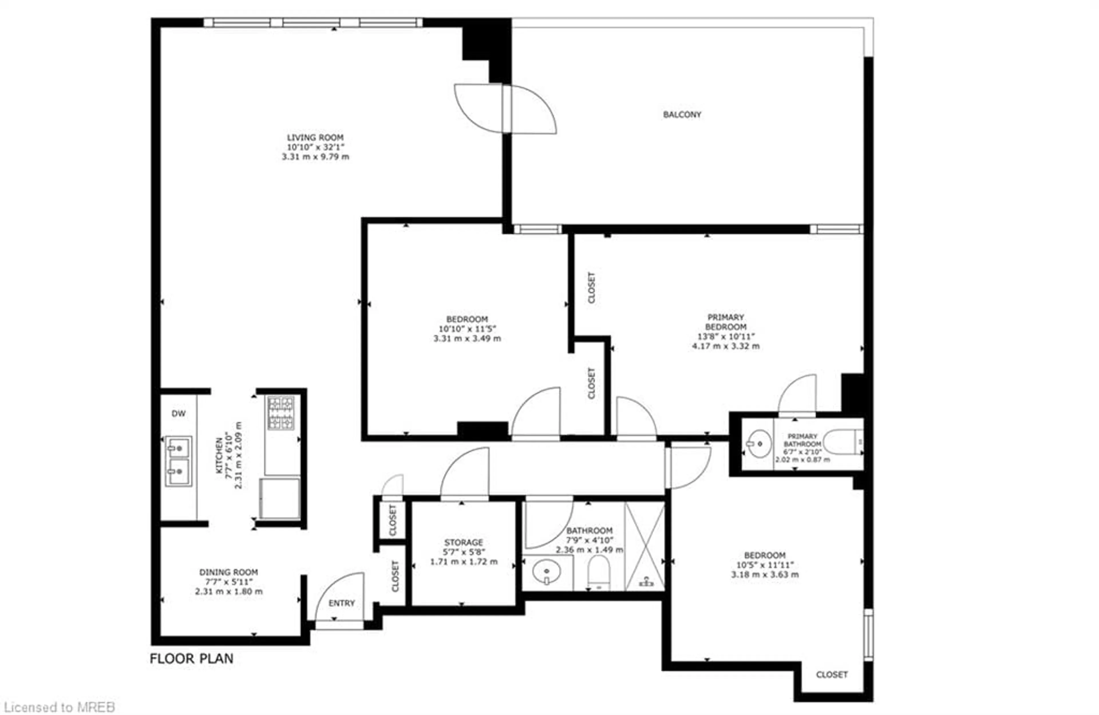 Floor plan for 4 Lisa St #1411, Brampton Ontario L6T 4B6