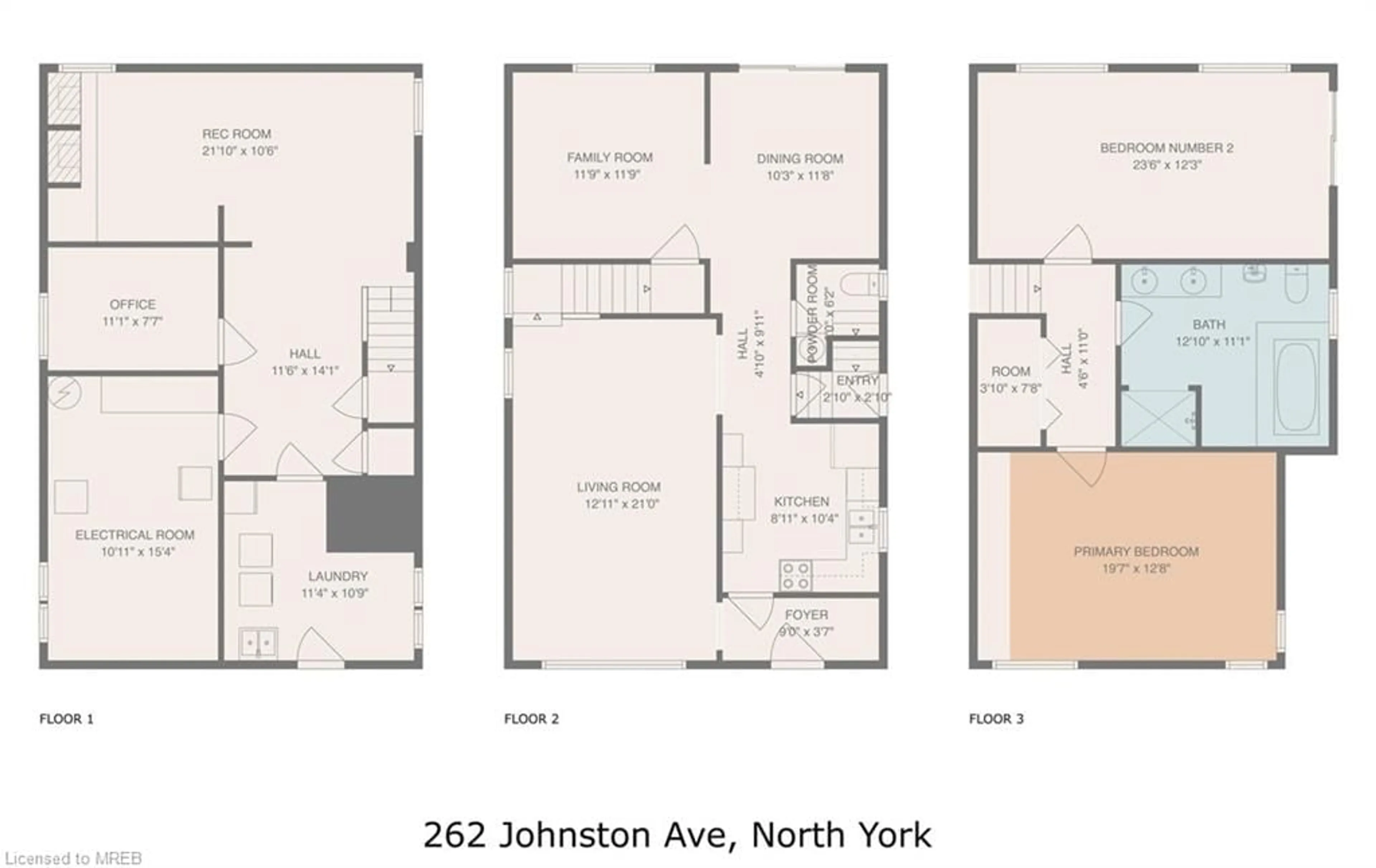 Floor plan for 261 Johnston Ave, North York Ontario M2N 1H5
