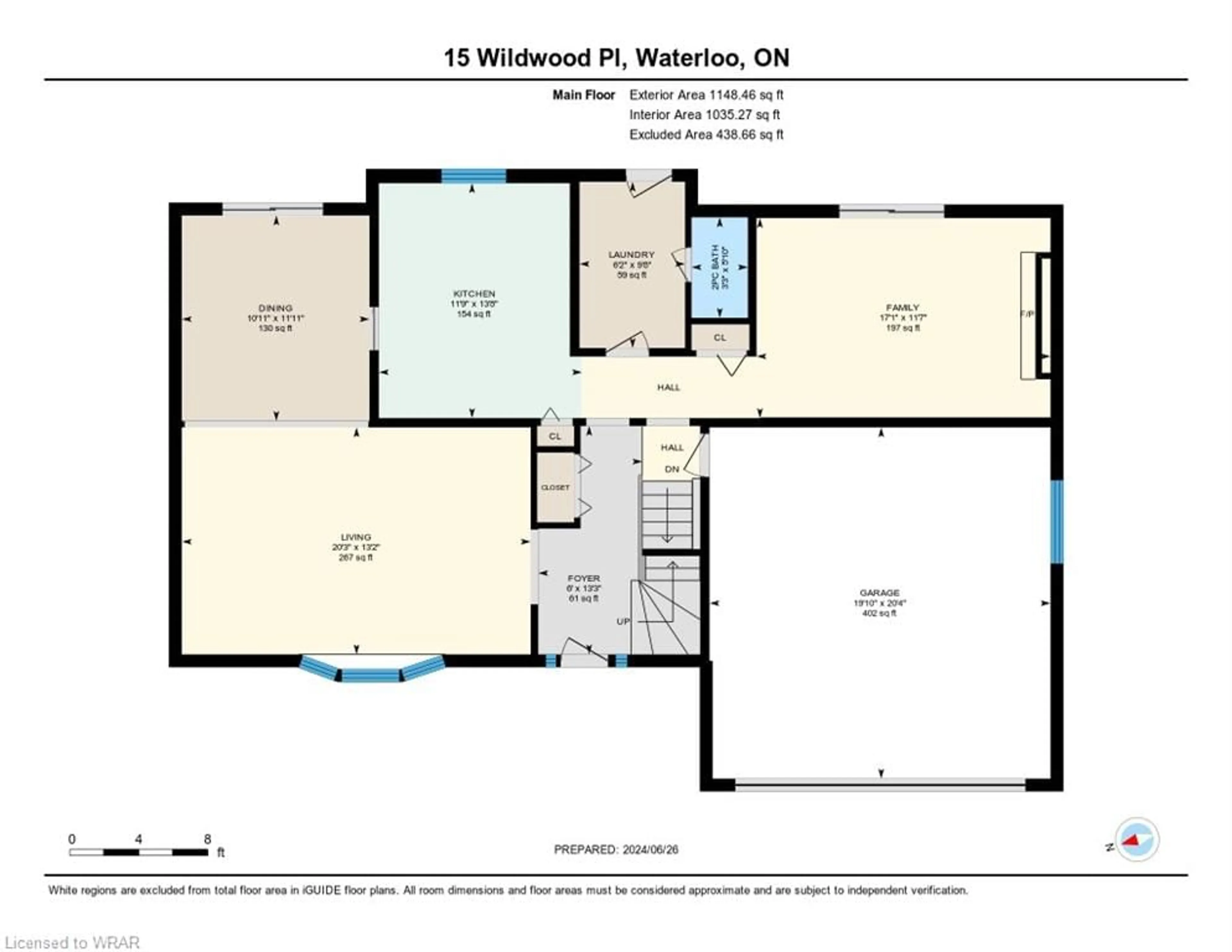 Floor plan for 15 Wildwood Pl, Waterloo Ontario N2L 4B2