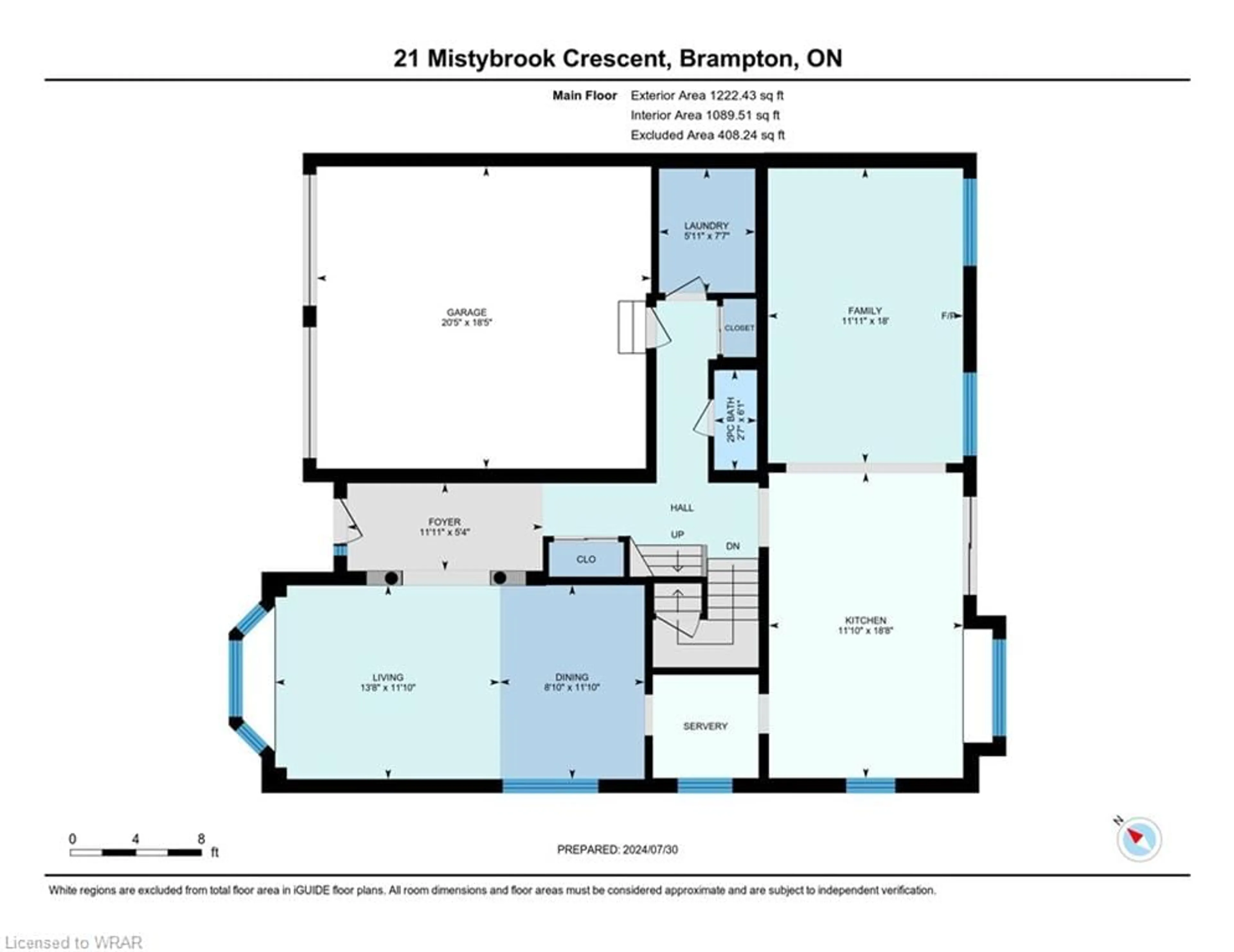 Floor plan for 21 Mistybrook Cres, Brampton Ontario L7A 2S8