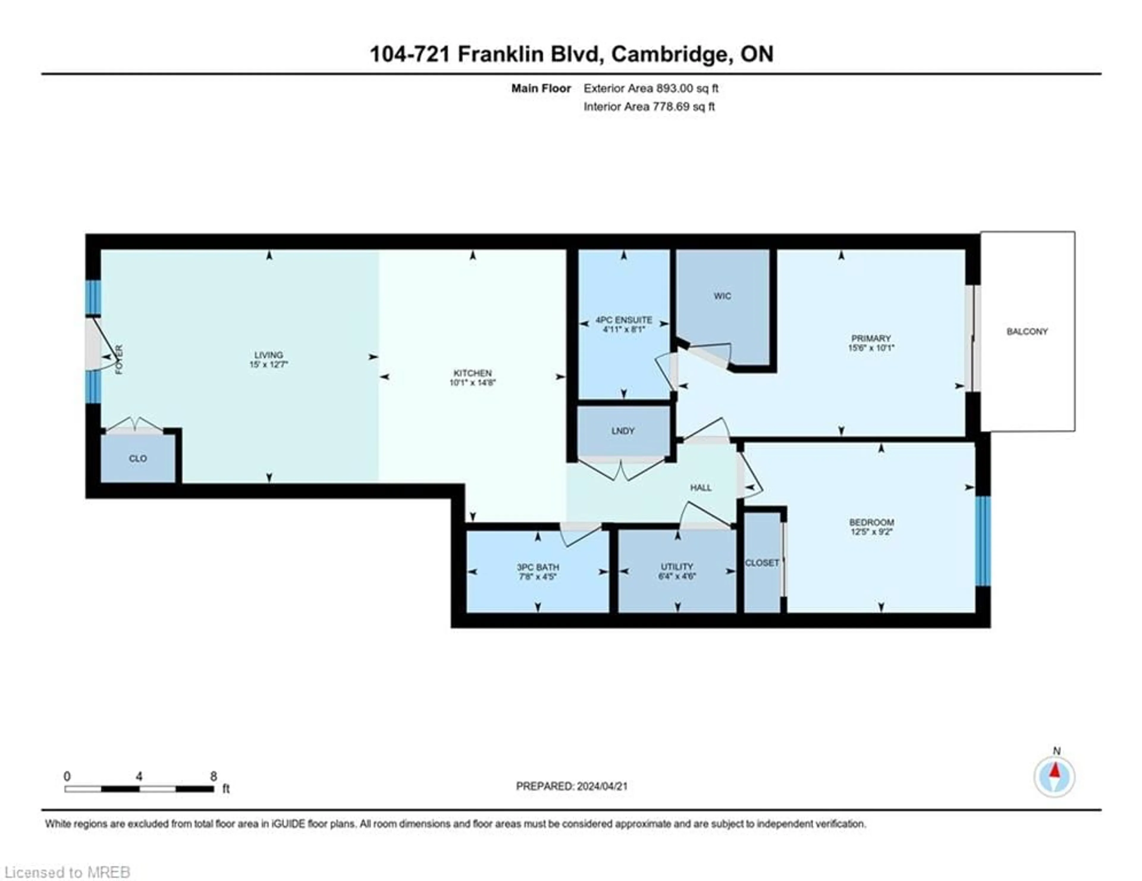 Floor plan for 721 Franklin Blvd #104, Cambridge Ontario N1R 0E4
