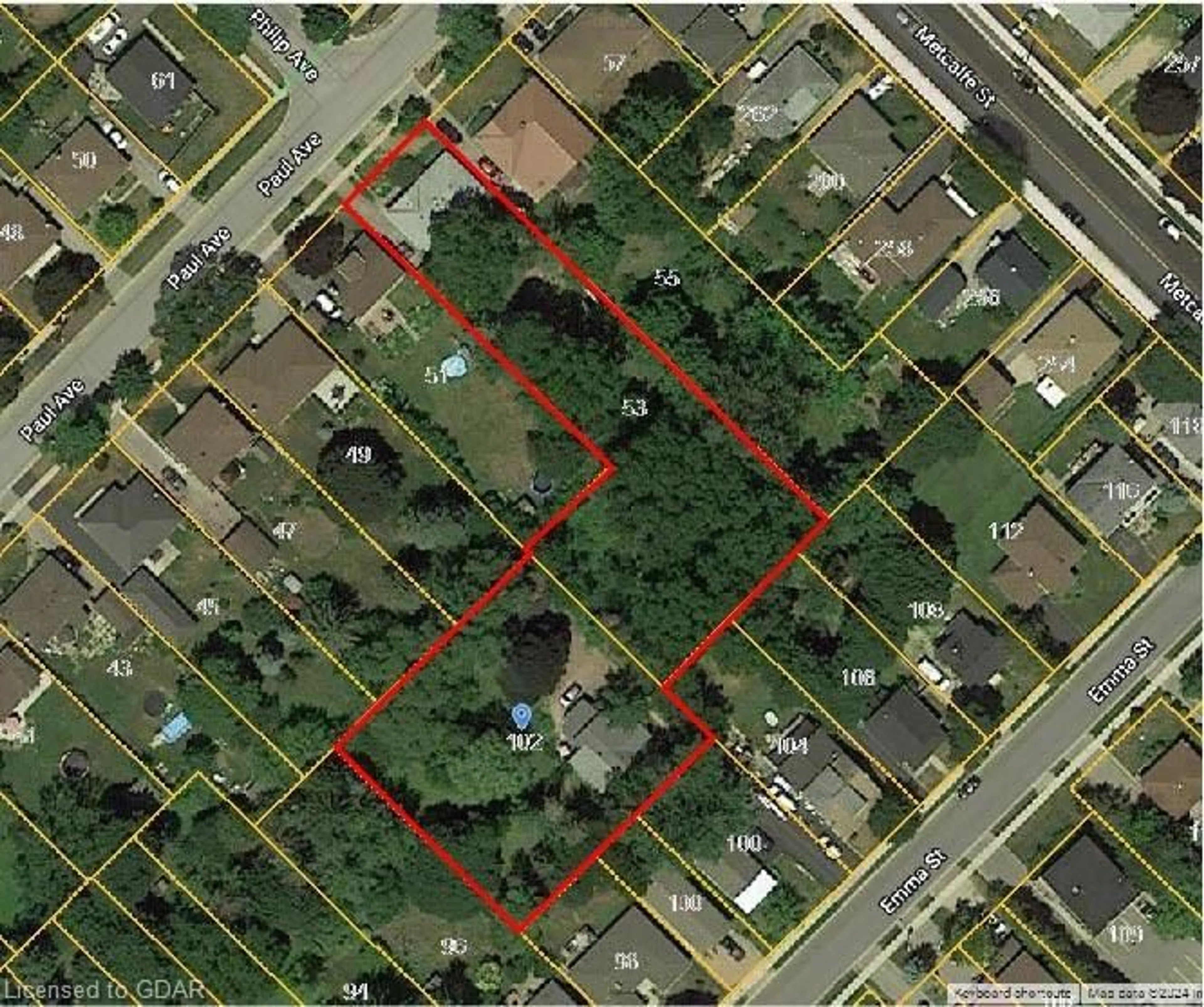 Picture of a map for 53 Paul Ave, Guelph Ontario N1E 1S3