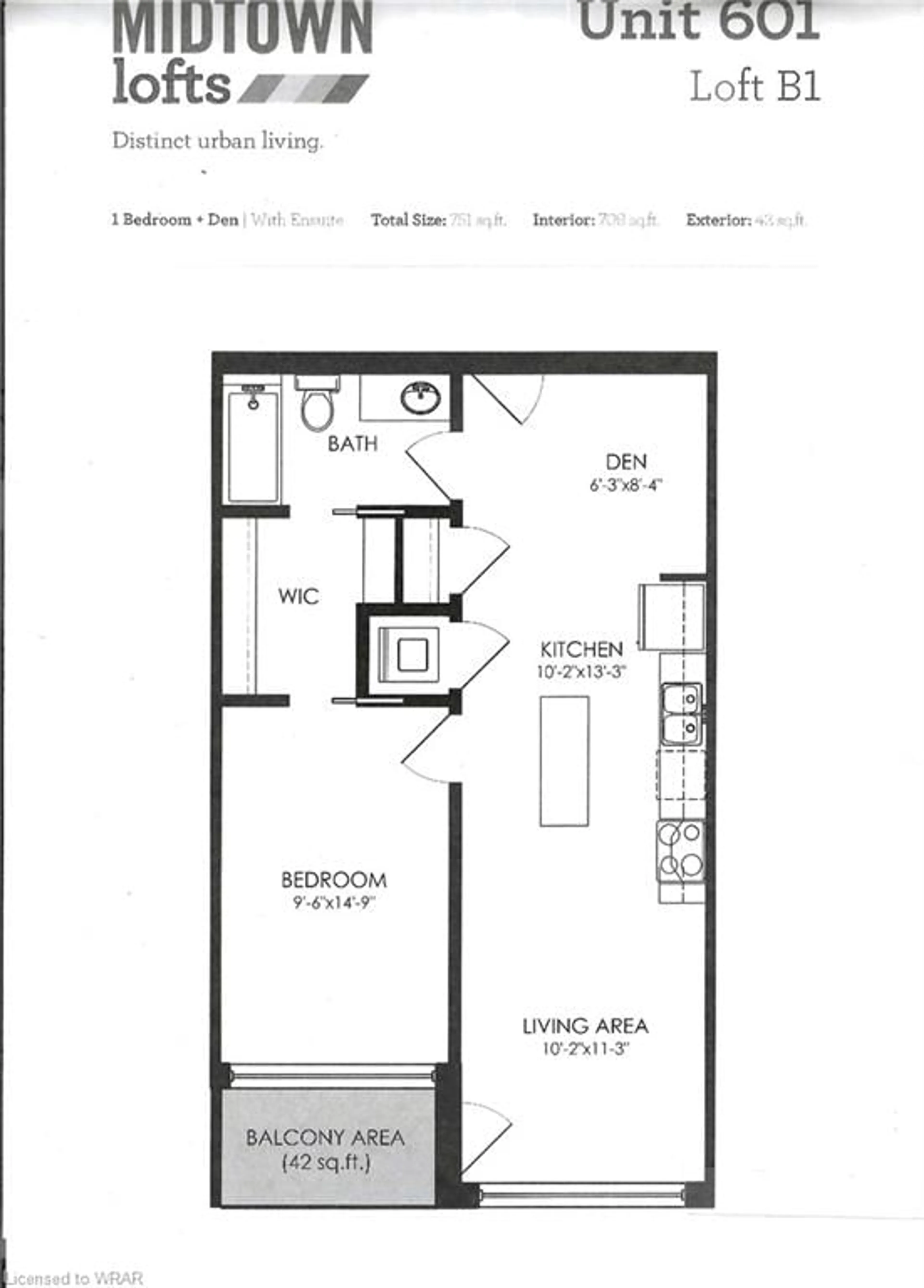 Floor plan for 690 King St #609, Kitchener Ontario N2G 0B9