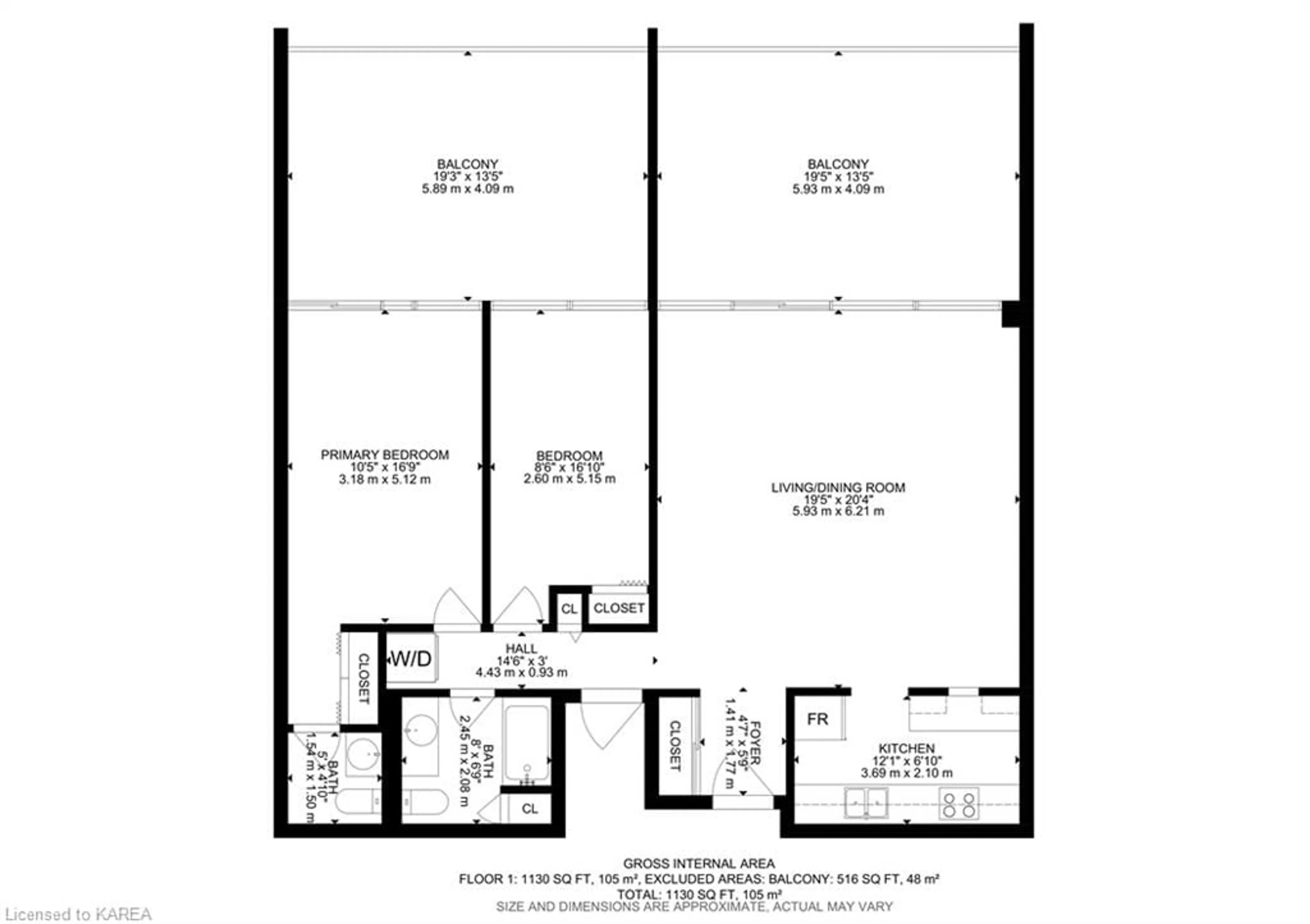 Floor plan for 50 Richmond St #224, Oshawa Ontario L1G 7C7