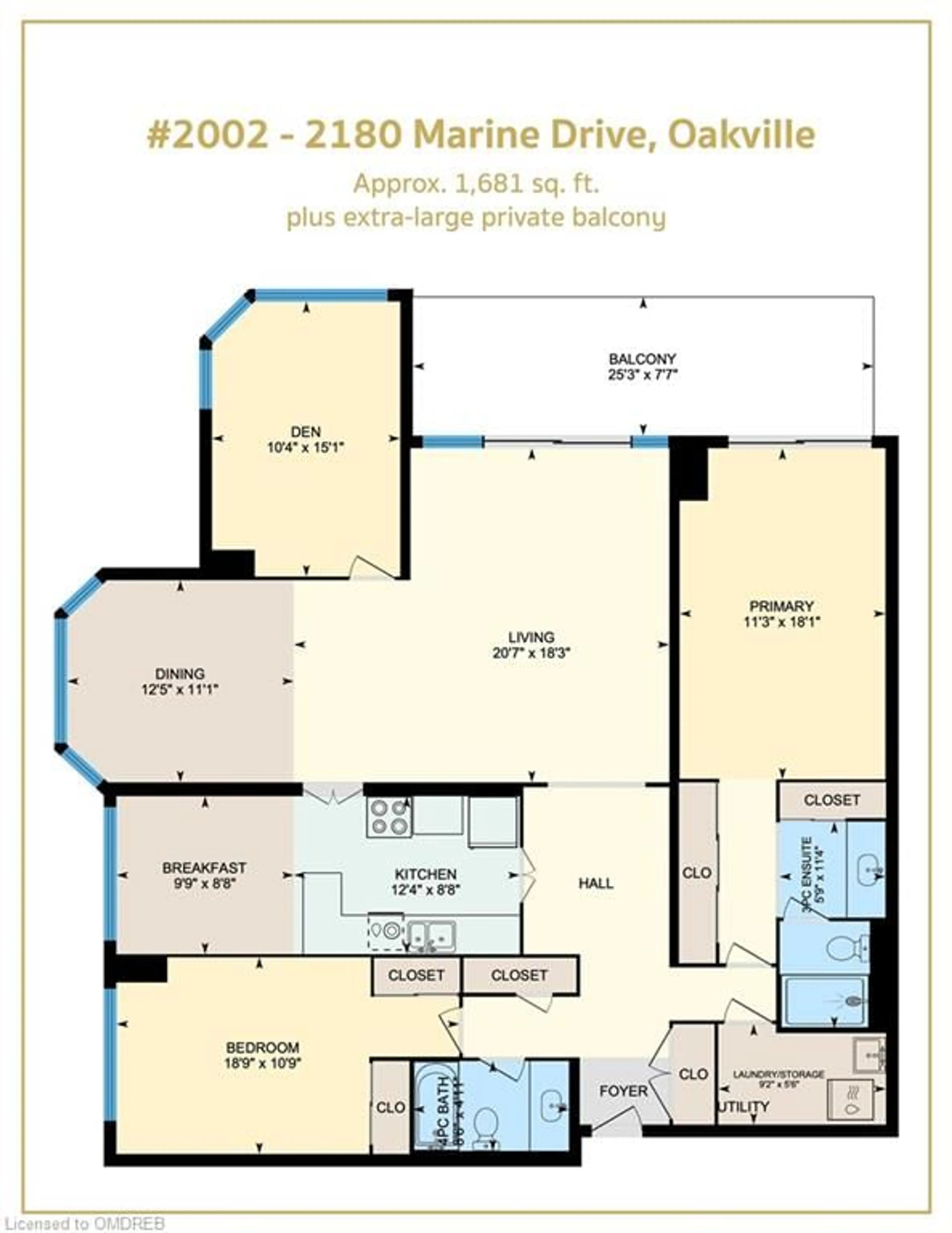 Floor plan for 2180 Marine Dr #2002, Oakville Ontario L6L 5V2