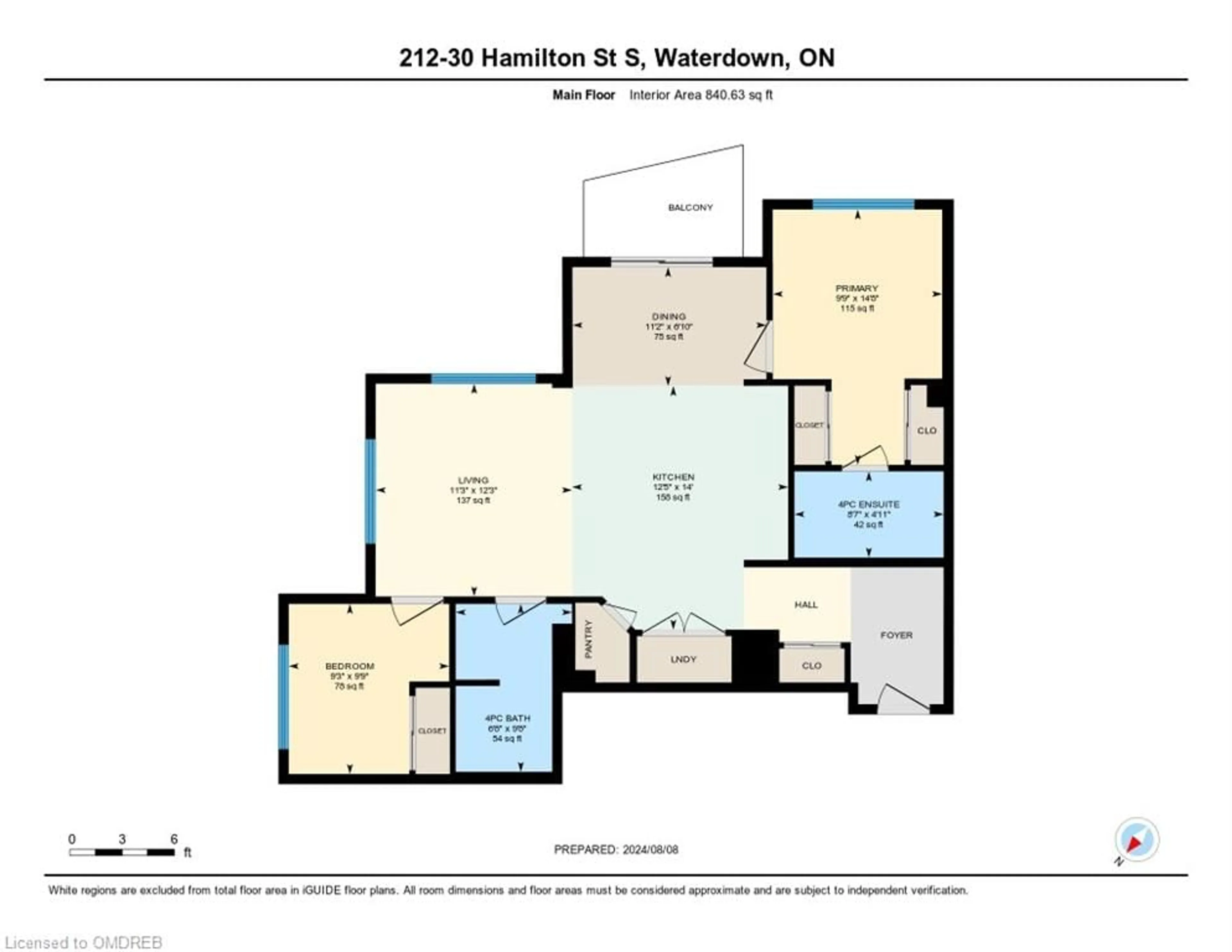 Floor plan for 30 Hamilton St #212, Waterdown Ontario L0R 2H4