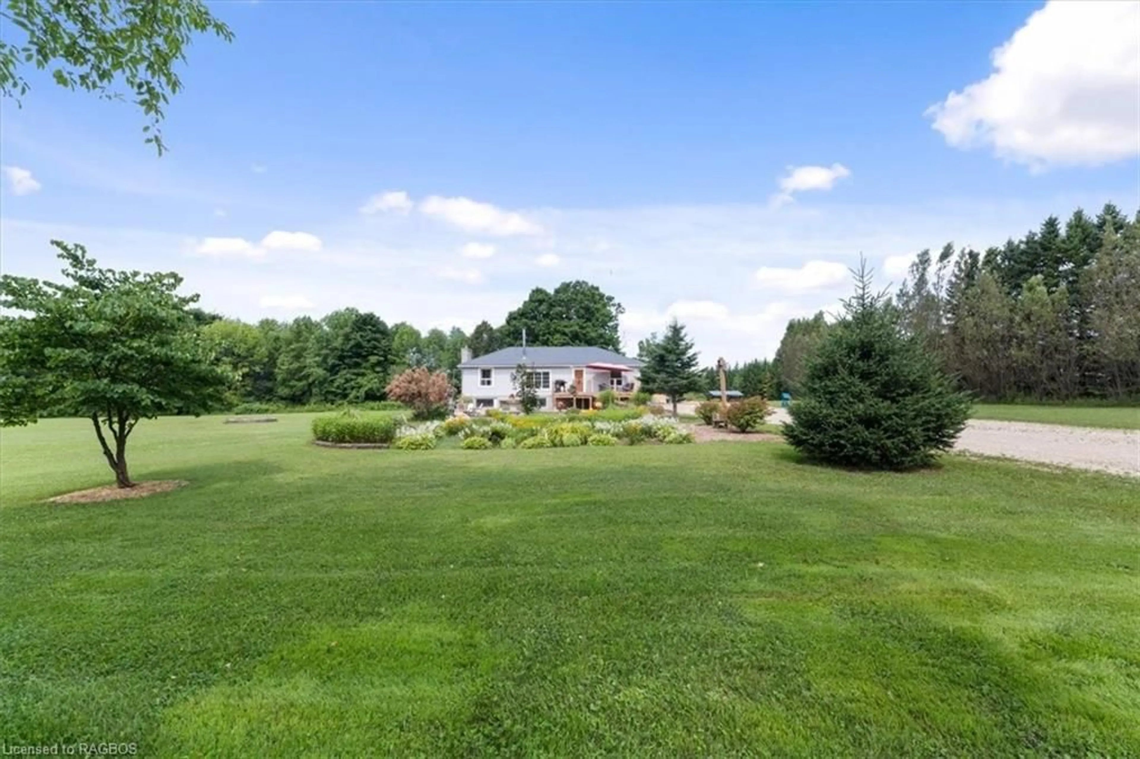 Frontside or backside of a home, the fenced backyard for 360537 160 Rd, Grey Highlands Ontario N0C 1E0