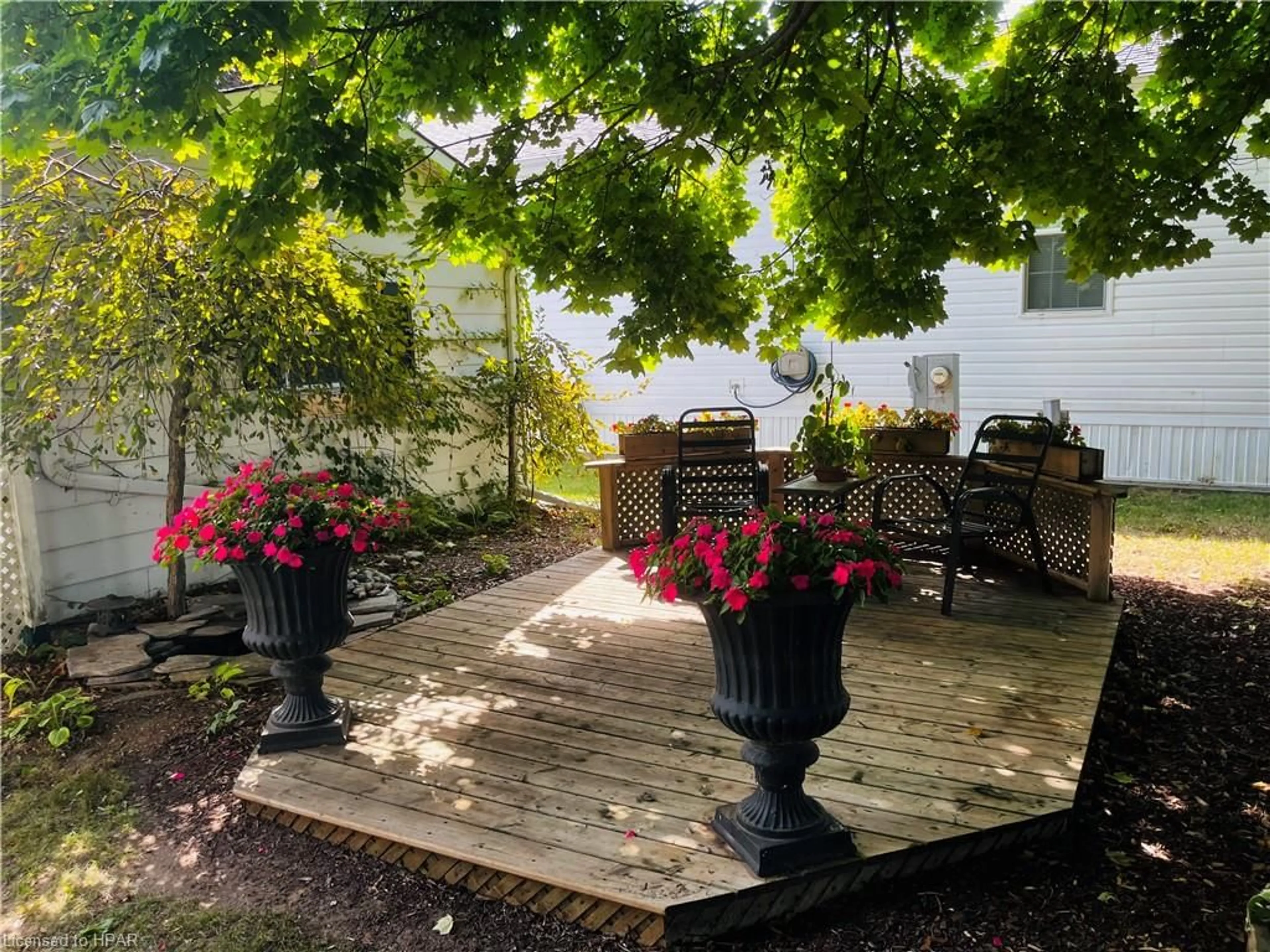 Patio, the fenced backyard for 19 George St, Strathroy Ontario N7G 3K9