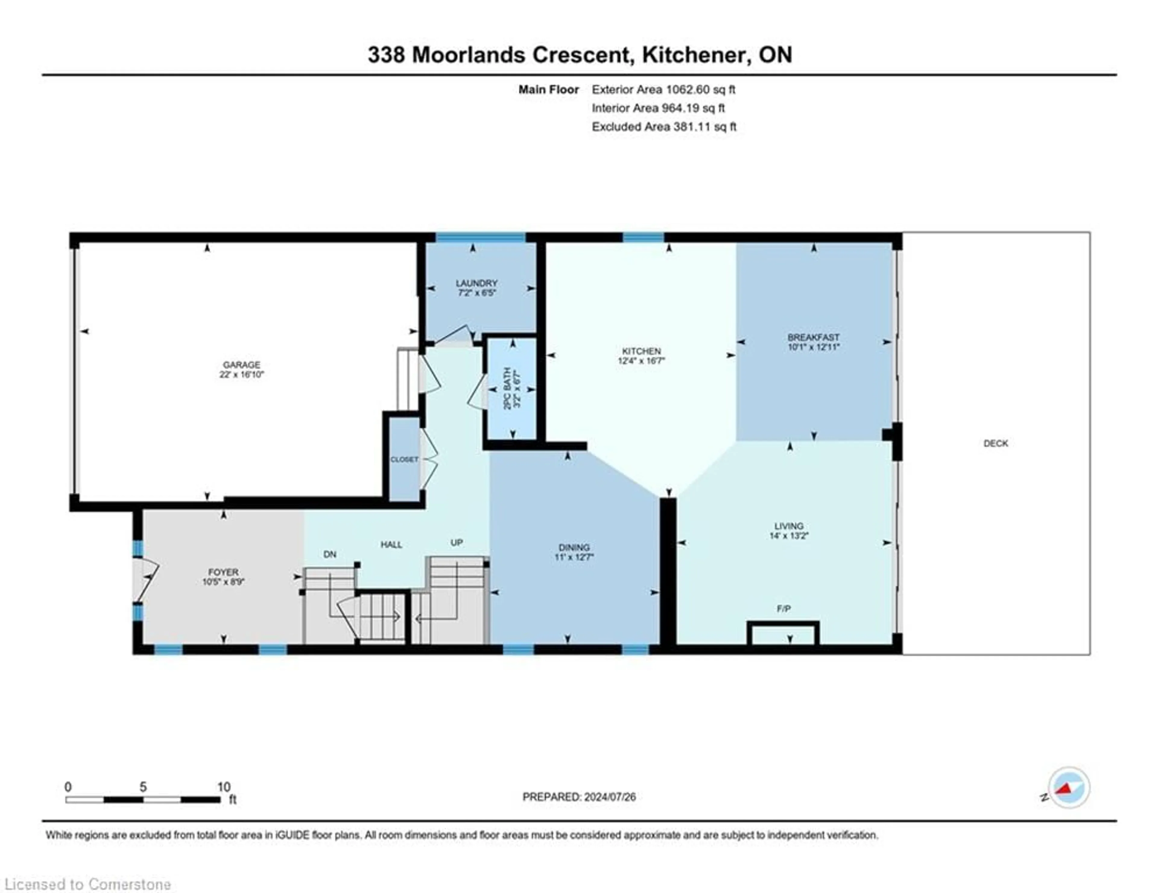 Floor plan for 338 Moorlands Cres, Kitchener Ontario N2P 0C5