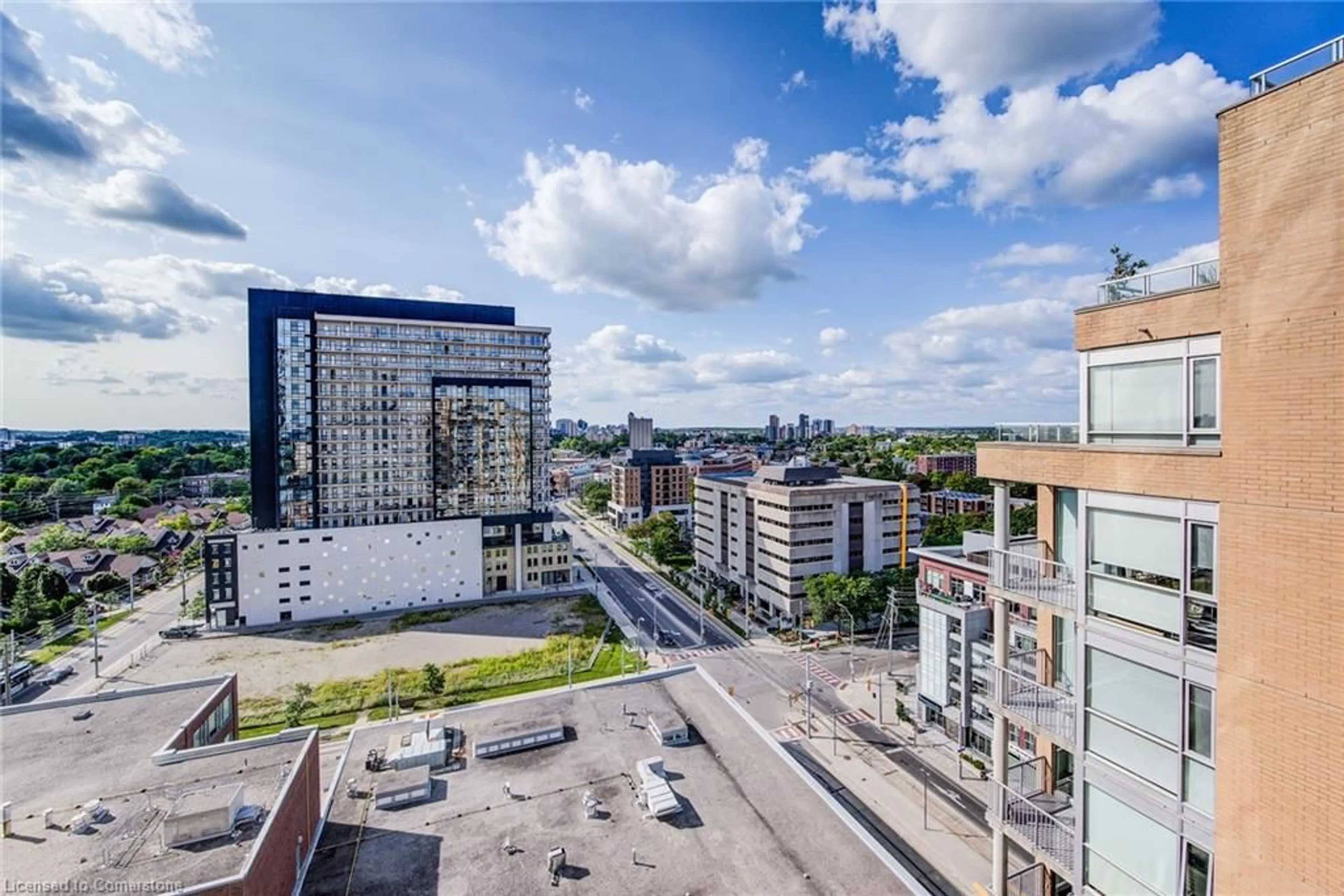 A pic from exterior of the house or condo, the view of city buildings for 191 King St #1202, Waterloo Ontario N2J 1R1