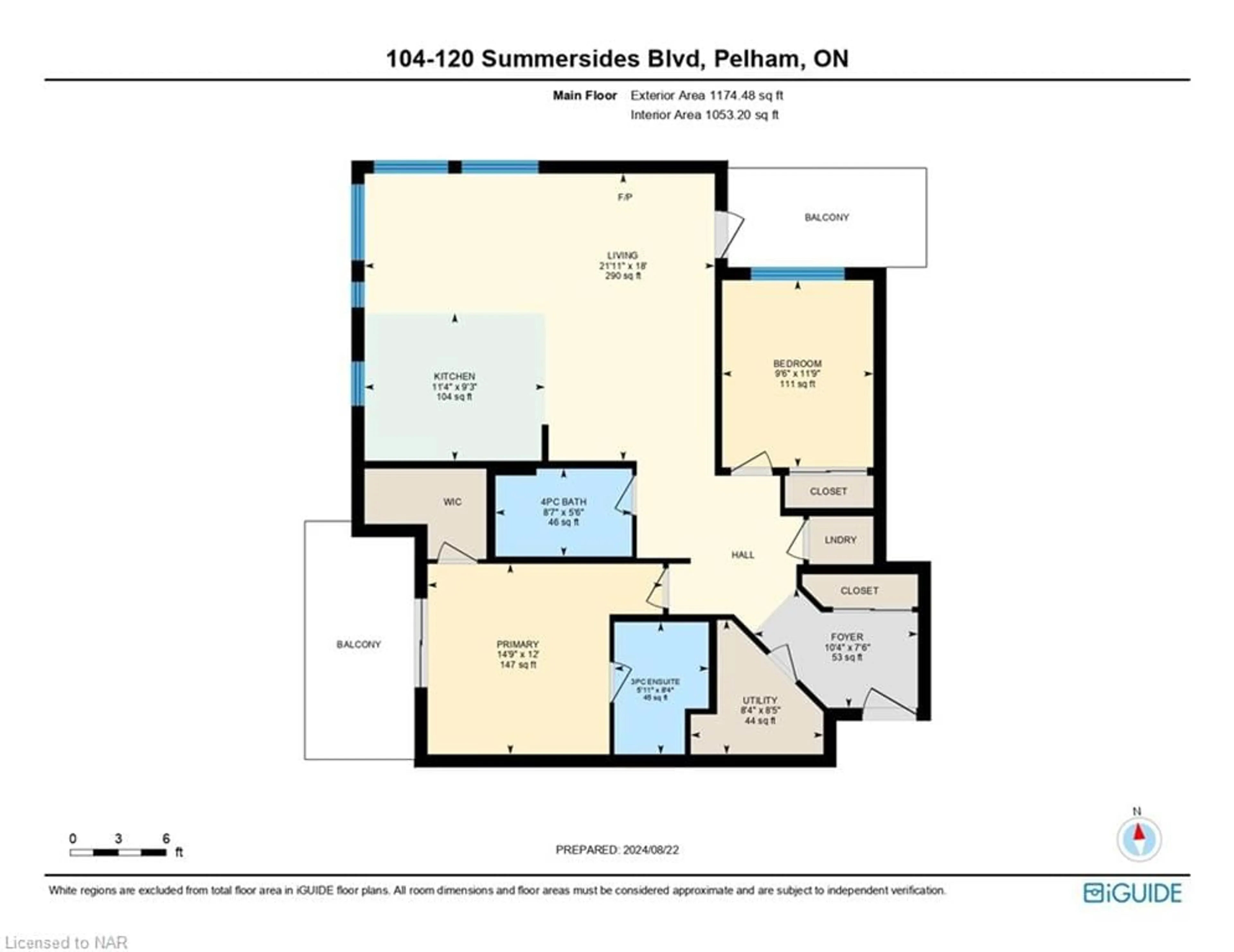 Floor plan for 120 Summersides Boulevard Blvd #104, Fonthill Ontario L0S 1E1